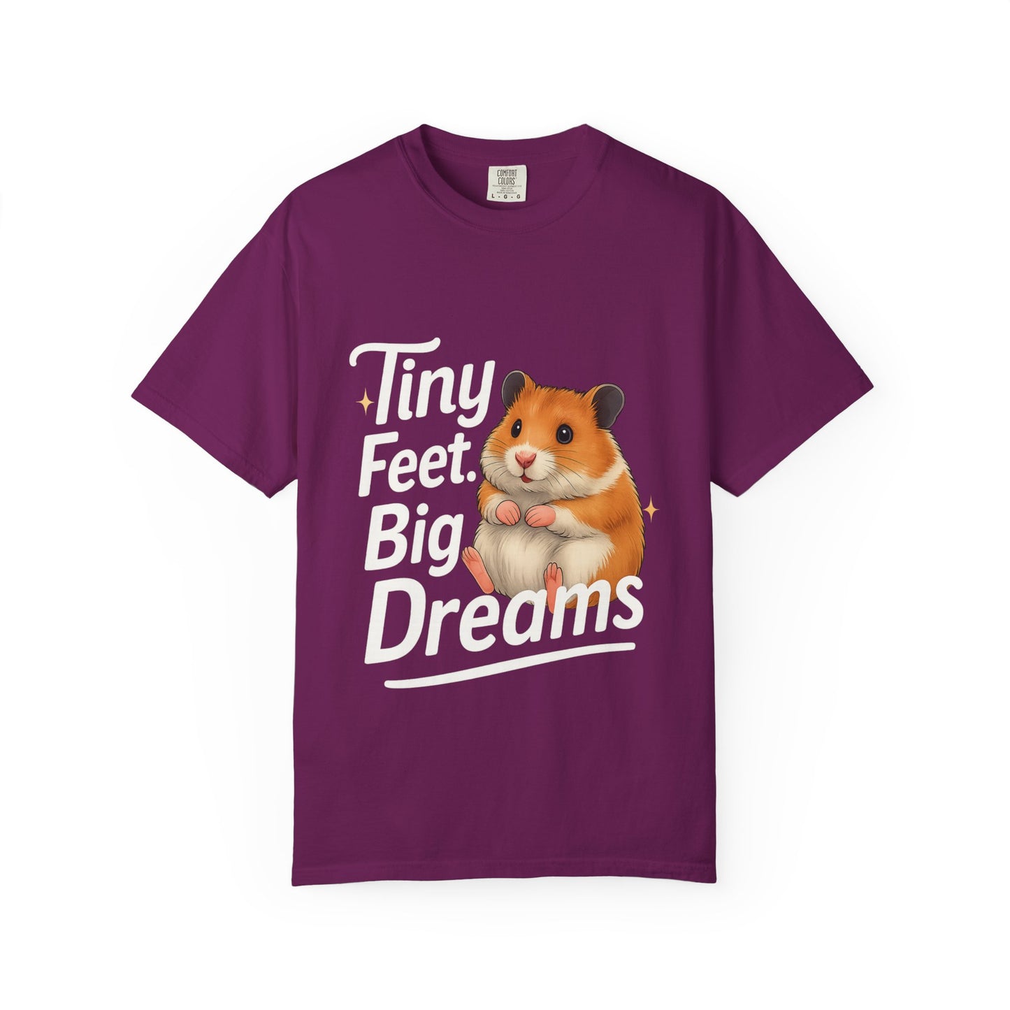 Tiny Feet, Big Dreams T-shirt | Cute Animal Tee, Gift for Hamster Lovers, Funny Pet Shirt, Unisex Casual Wear Boysenberry