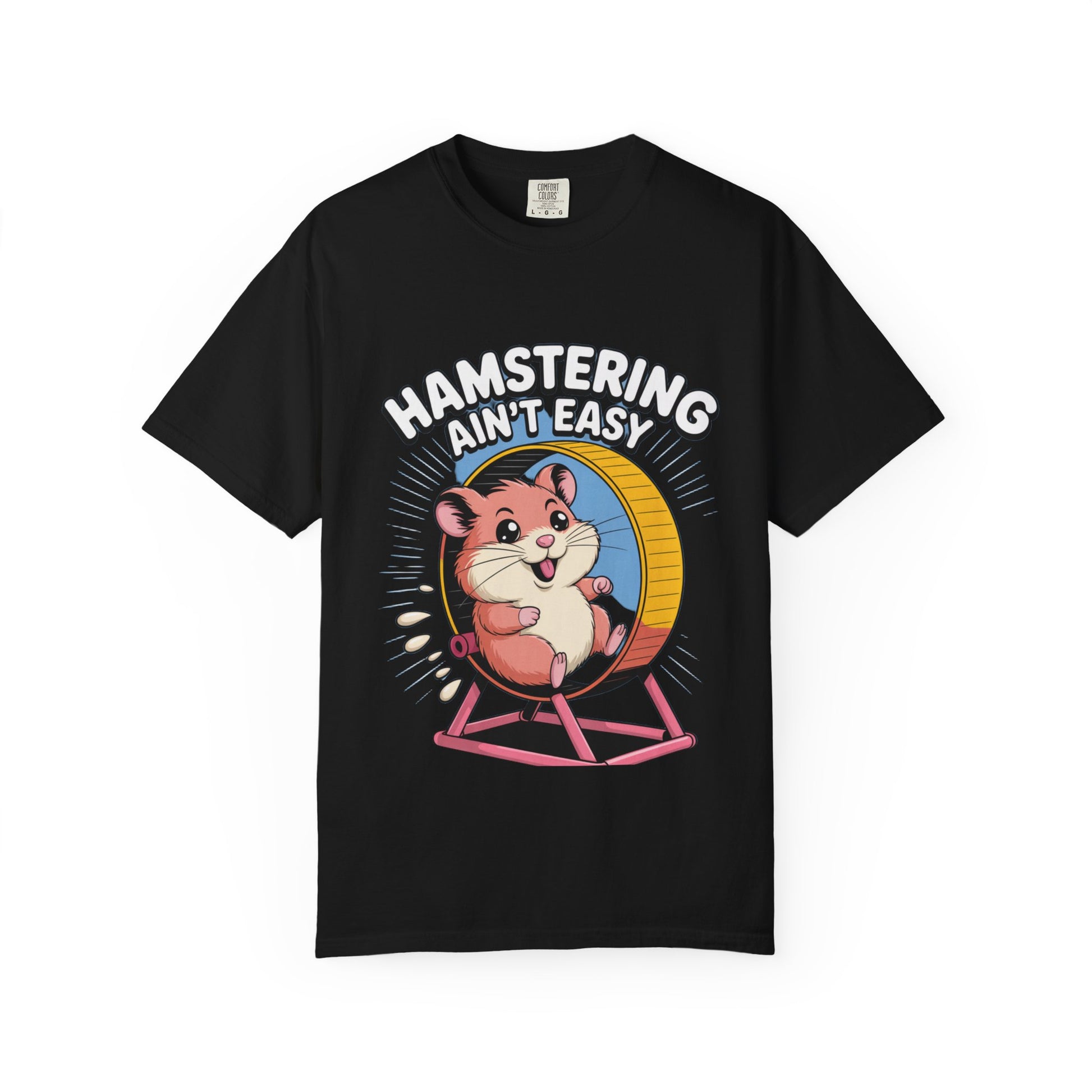 Cute Hamster Unisex T-Shirt - Fun Pet Lover Tee, Gift for Animal Lovers, Hamstering Ain't Easy Shirt, Casual Wear, Cute Humor Shirt Black