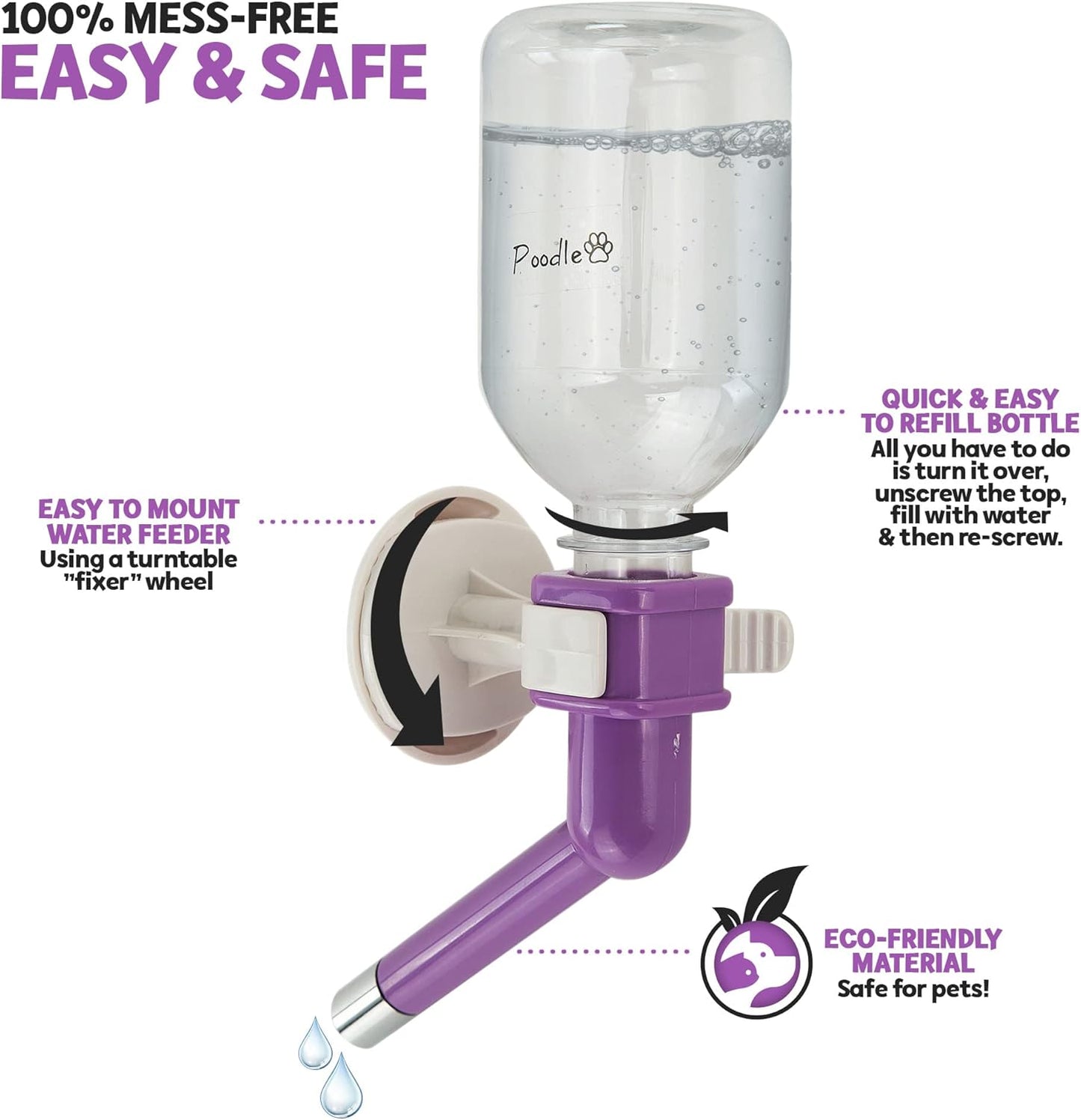 Gravity-Fed Cage Water Dispenser – Leak-Proof Spout for Dogs, Cats & Small Animals - Petgrove Online