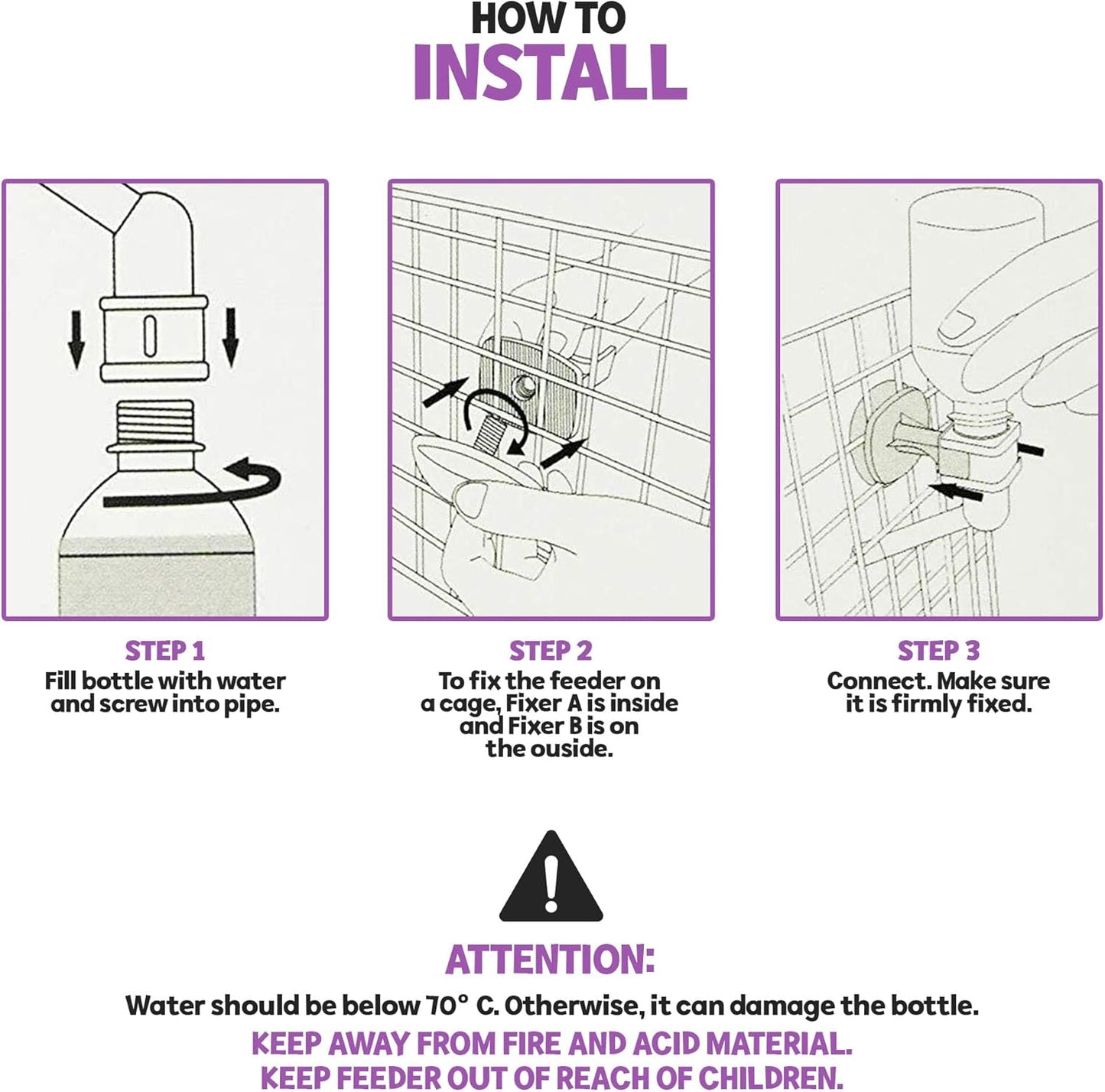 Gravity-Fed Cage Water Dispenser – Leak-Proof Spout for Dogs, Cats & Small Animals - Petgrove Online