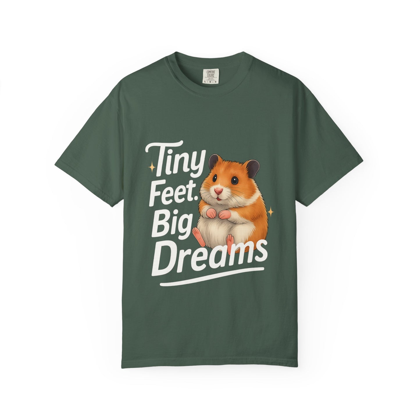 Tiny Feet, Big Dreams T-shirt | Cute Animal Tee, Gift for Hamster Lovers, Funny Pet Shirt, Unisex Casual Wear Blue Spruce