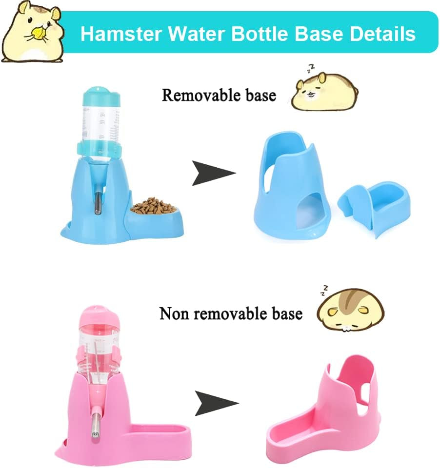 No-Drip Hamster Water Bottle – 80ml Feeder with Food Hut & Removable Base
