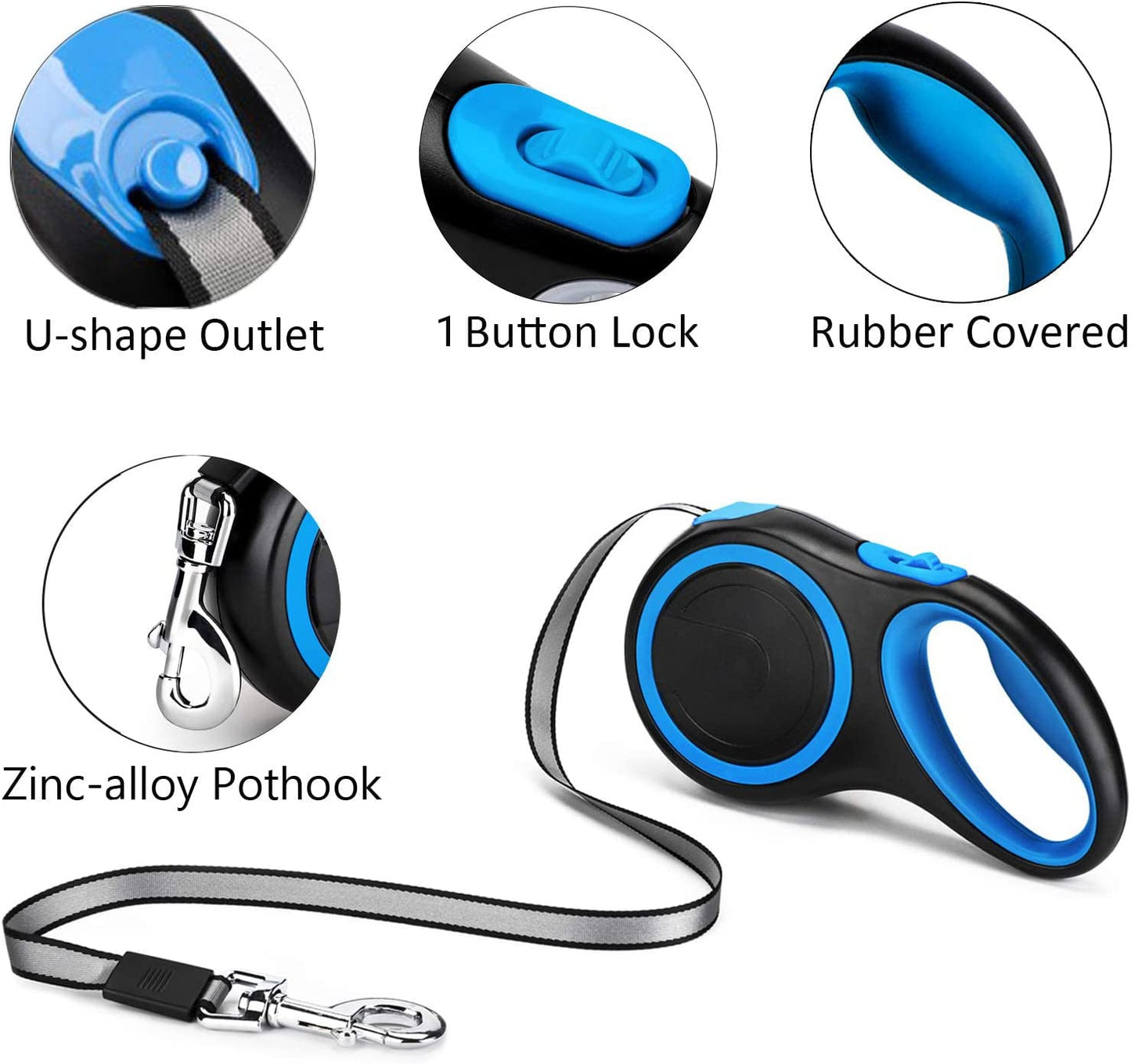 26ft Heavy-Duty Retractable Dog Leash – Tangle-Free with One-Hand Lock