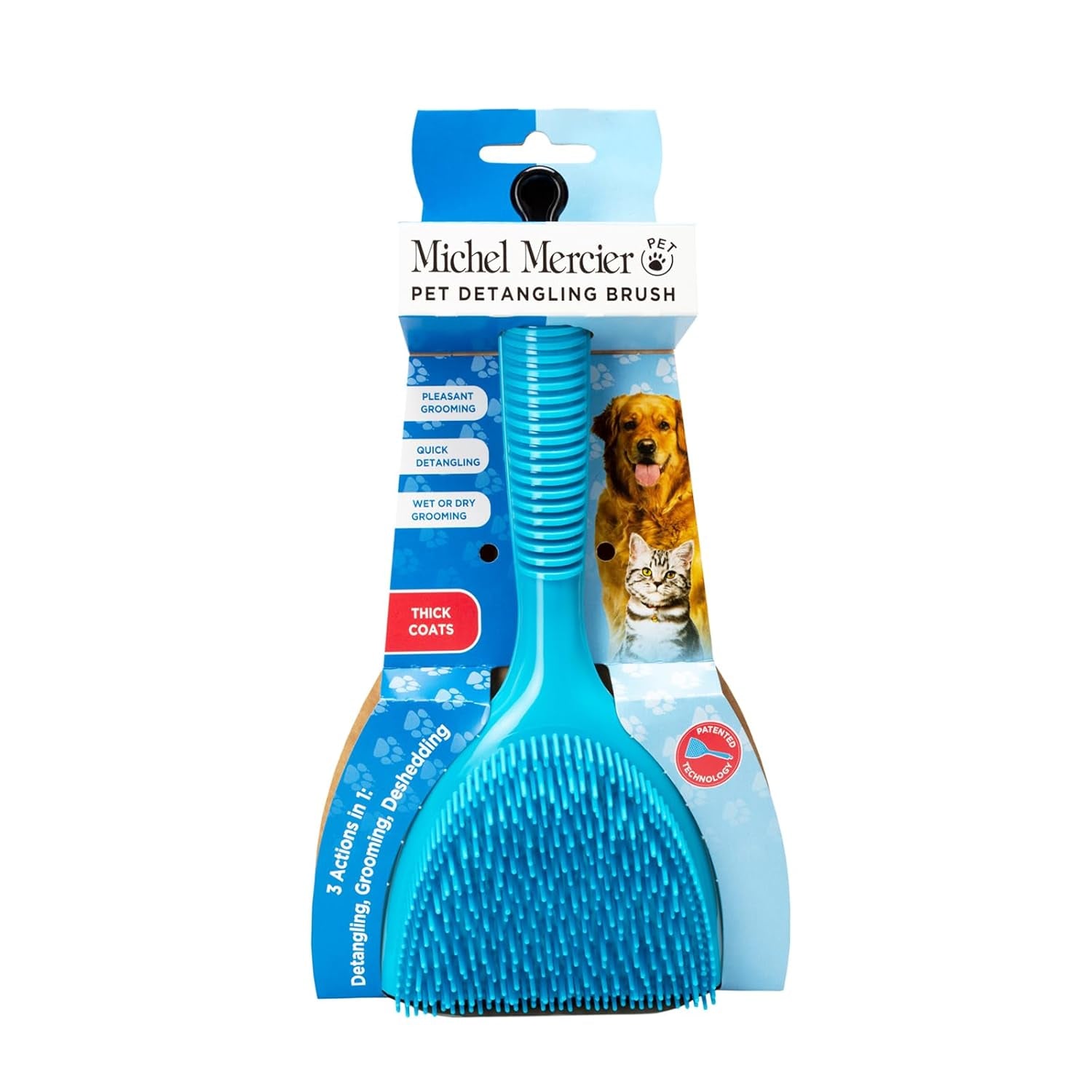 Pet Grooming Brush – Deshedding Tool for Dogs & Cats + Tick Remover