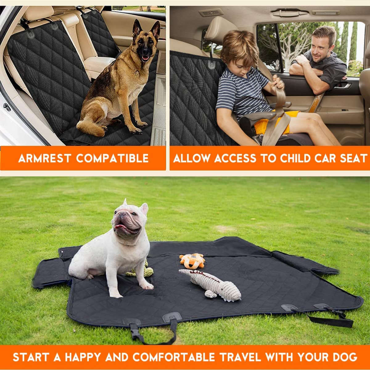 Waterproof Dog Car Seat Cover – Black, Non-Slip & Scratch-Resistant