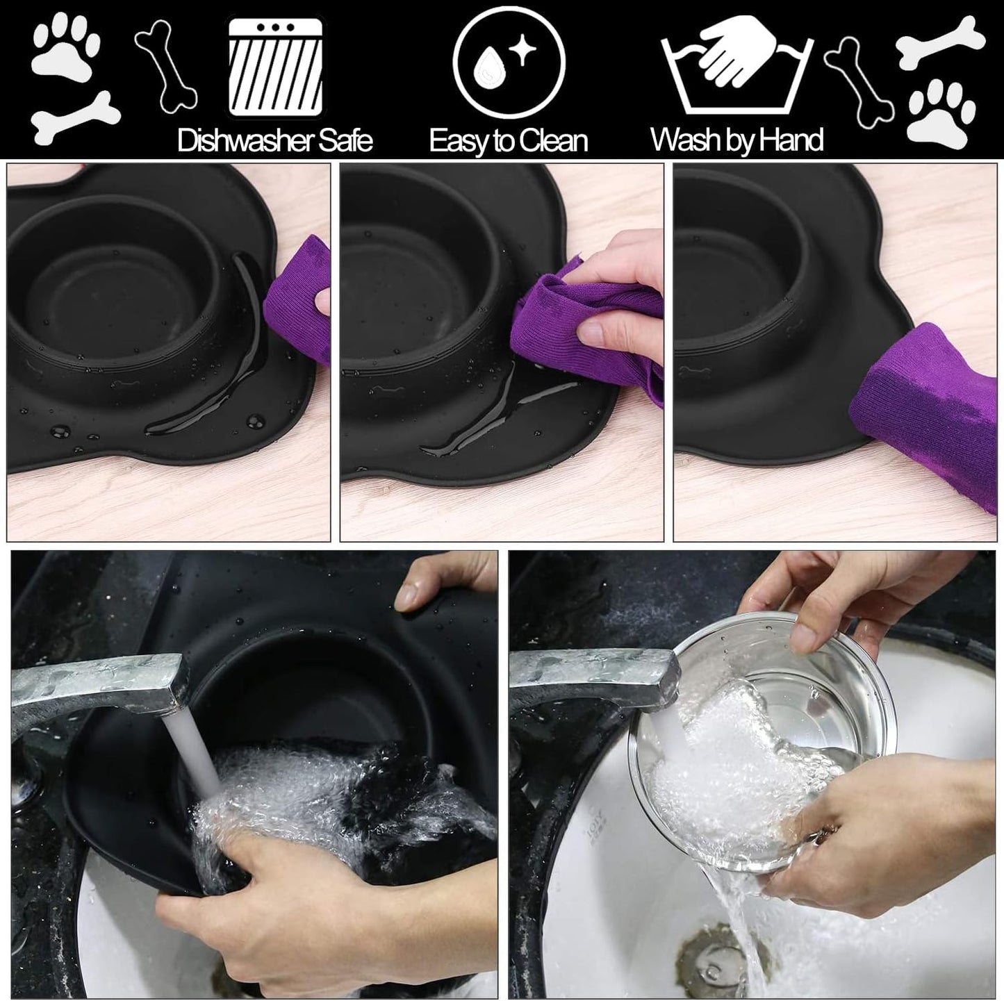 24oz Stainless Steel Dog & Cat Bowl Set – Non-Spill Stainless Steel Pet Bowl Set