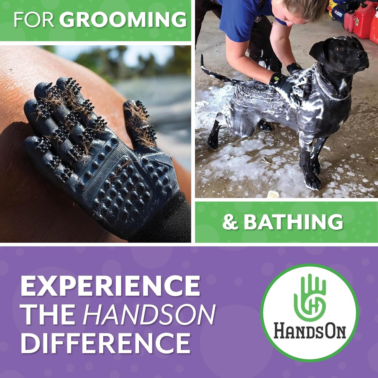 Pet Grooming Gloves - Patented #1 Ranked, Award Winning Shedding, Bathing, & Hair Remover Gloves - Gentle Brush for Cats, Dogs, and Horses (Grey, Small)