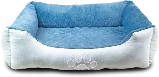 Orthopedic Rectangle Dog Bed – Medium Size with Bolsters (25"x21", Blue) Default Title