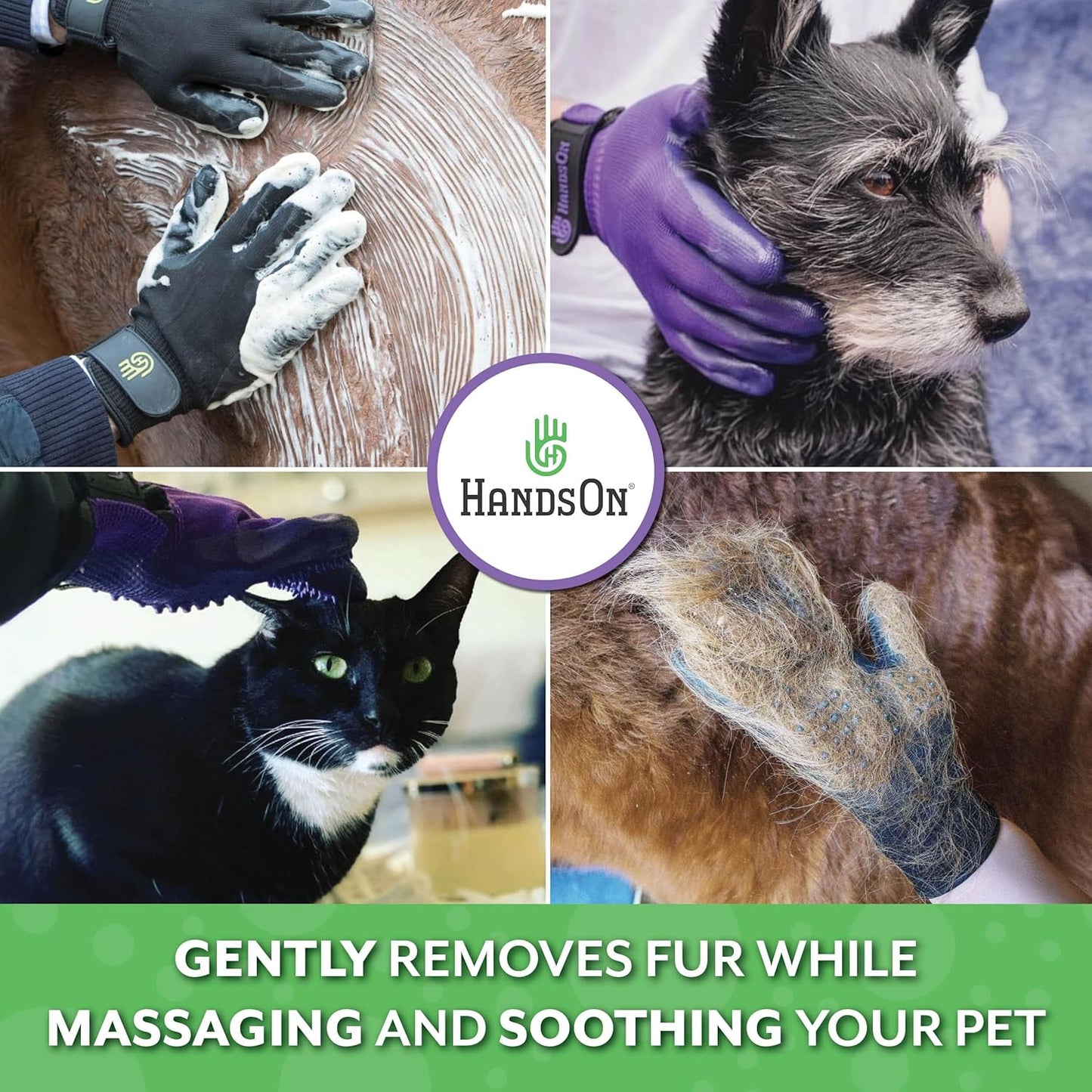 Pet Grooming Gloves - Patented #1 Ranked, Award Winning Shedding, Bathing, & Hair Remover Gloves - Gentle Brush for Cats, Dogs, and Horses (Grey, Small)
