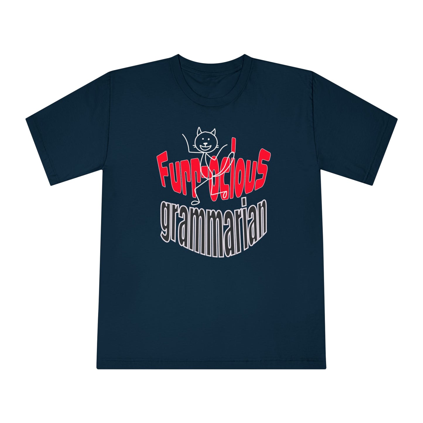 Pet Lover T-Shirt - Furr-ocious Grammarian Unisex Tee Navy
