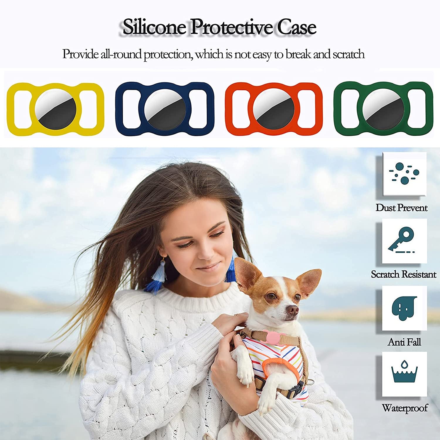 Silicone AirTag Case for Pets – Fits Dog & Cat Collars, Anti-Scratch & Secure