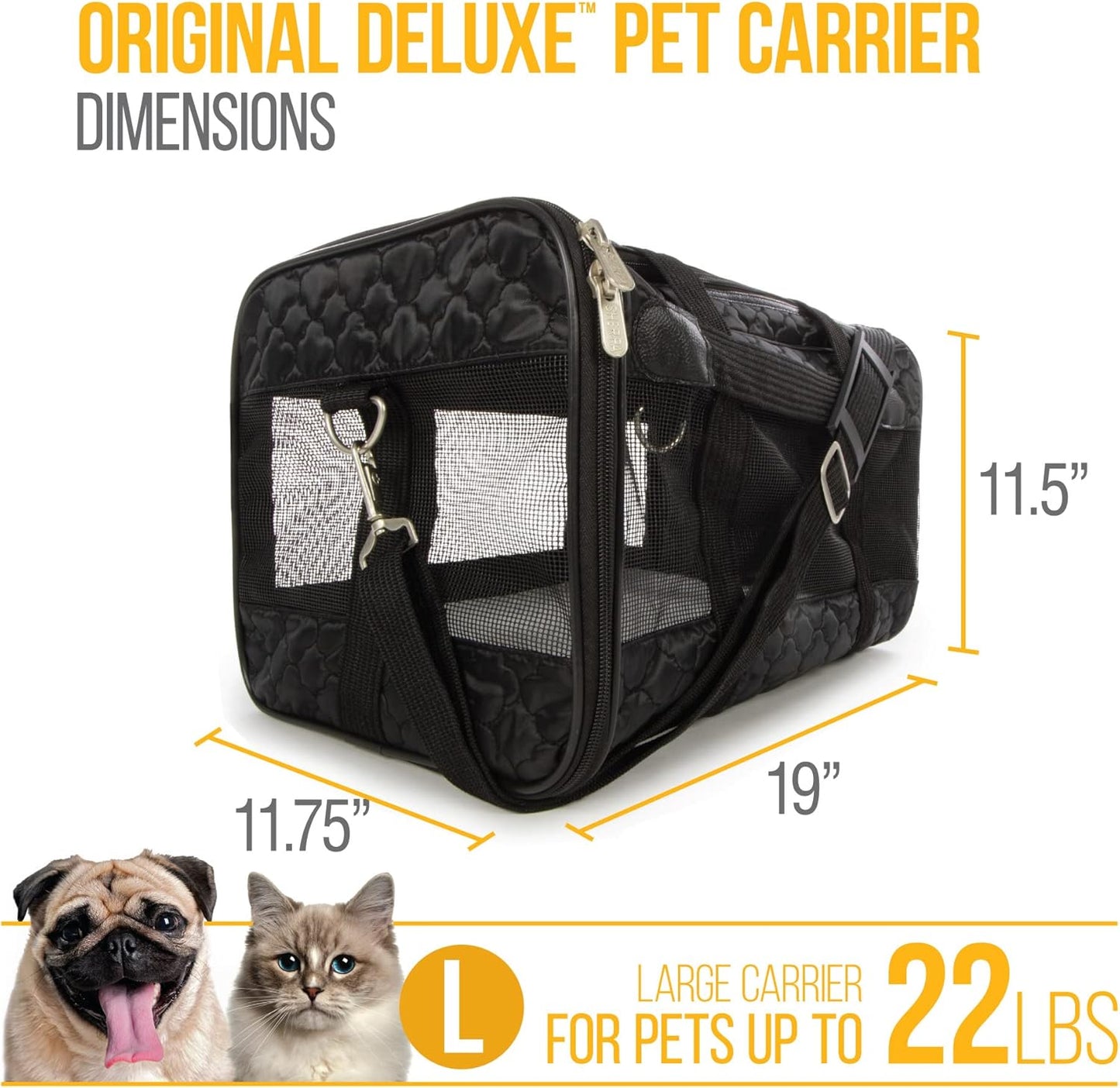 Deluxe Soft-Sided Pet Carrier – Airline Approved Large Travel Bag (Black Lattice)