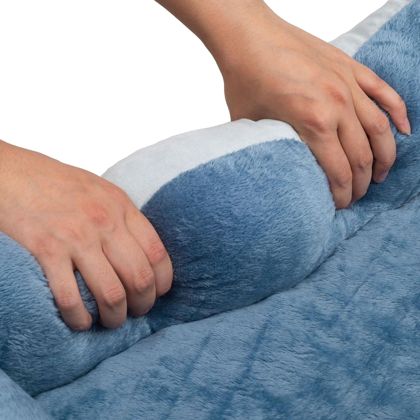 Orthopedic Rectangle Dog Bed – Medium Size with Bolsters (25"x21", Blue)