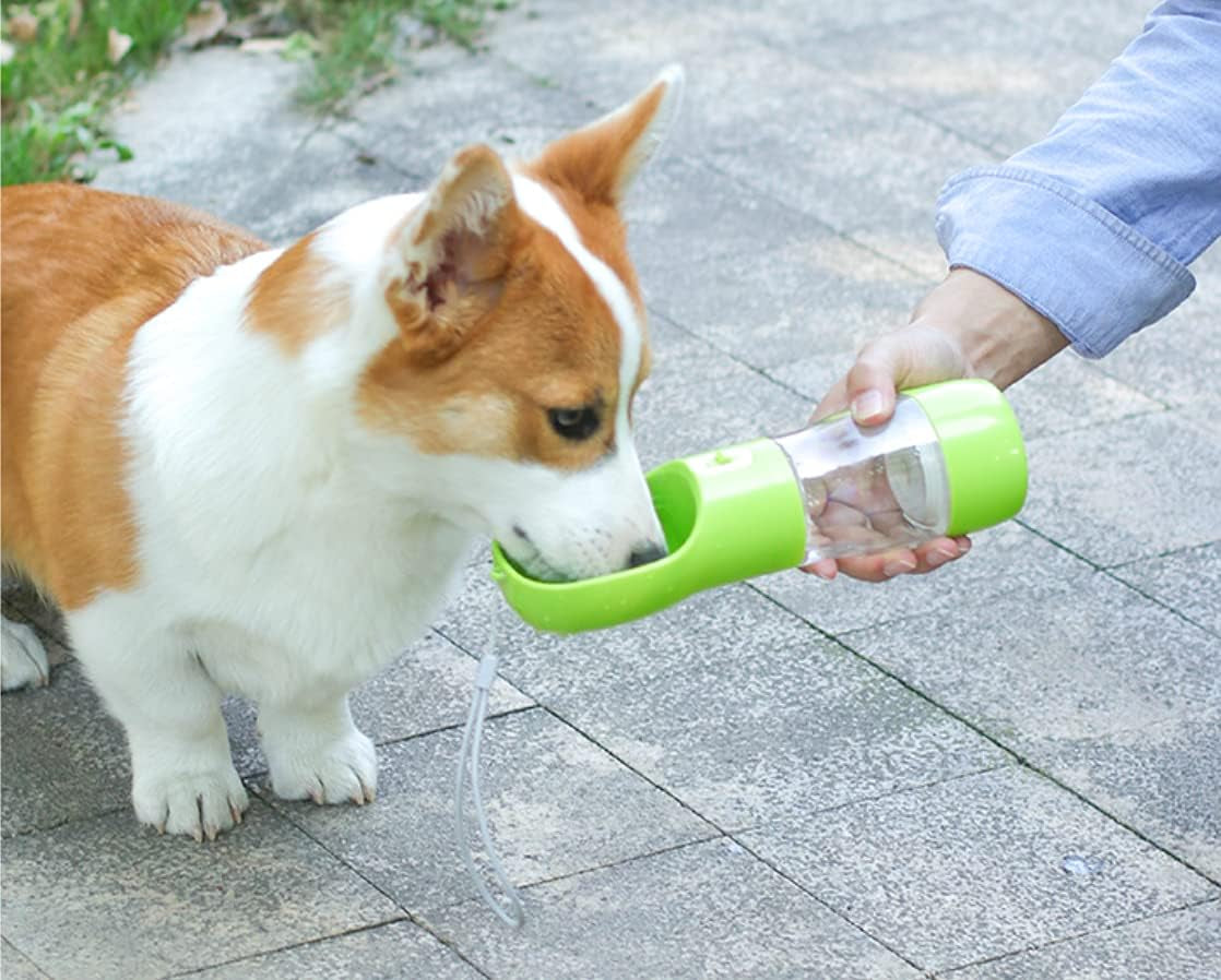 Leakproof Pink Portable Dog Water Bottle with Built-In Travel Bowl