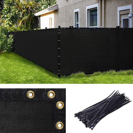 Heavy-Duty 6x50 Privacy Fence Screen – Black Mesh with Grommets Black 6' X 50'