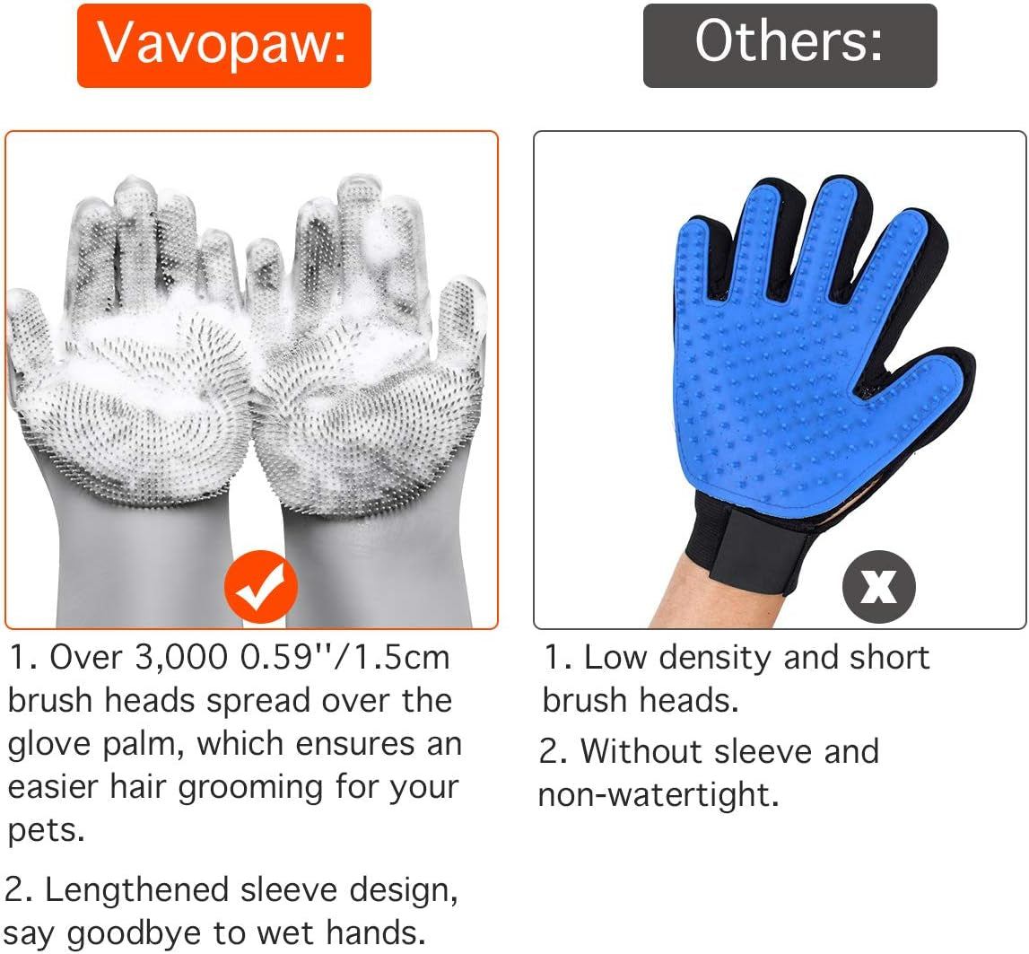 Silicone Pet Grooming Gloves – Bath Brush & Deshedding Tool for Cats & Dogs