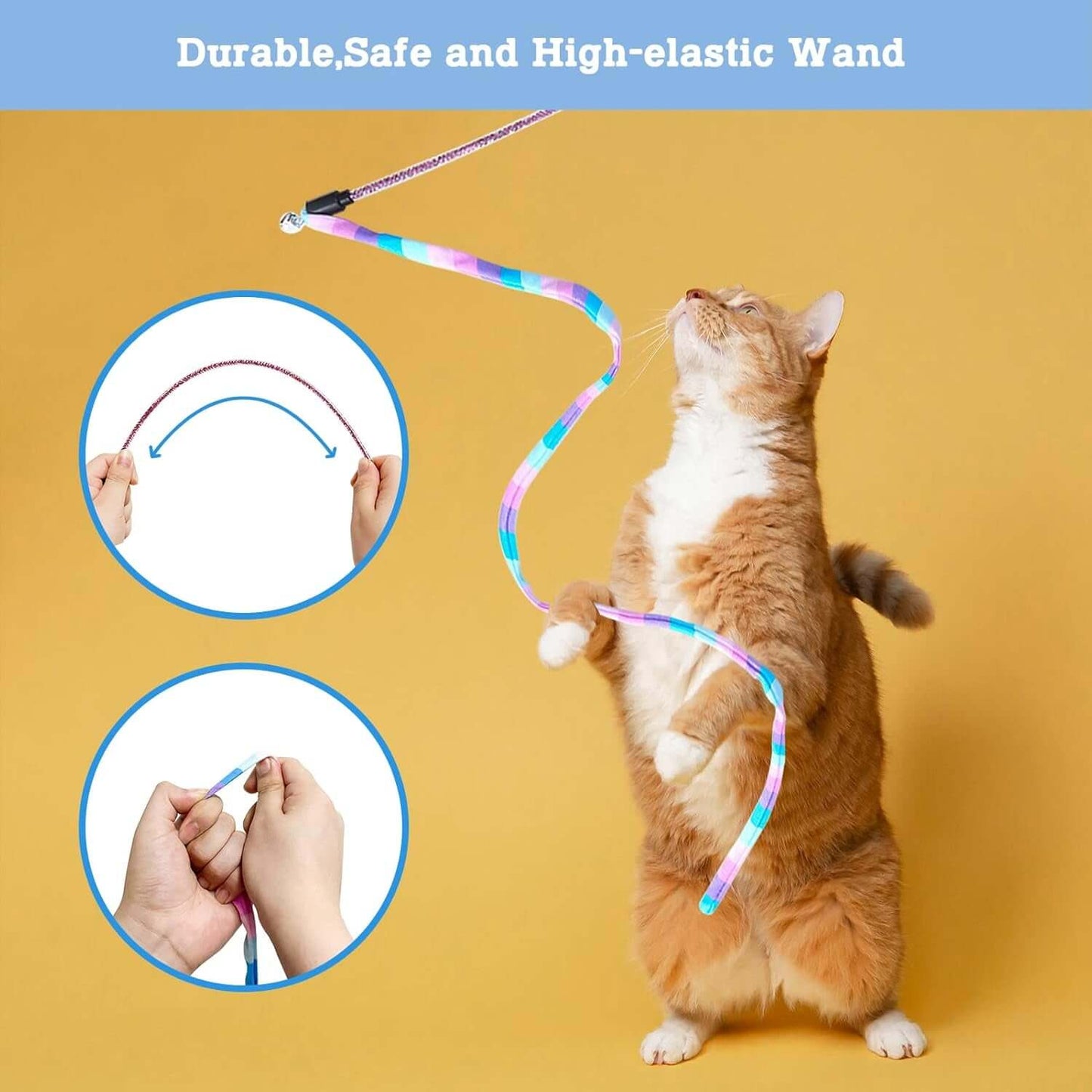 3-Pack Interactive Cat Toys for Indoor Cats – Wand, Bell Balls & Springs