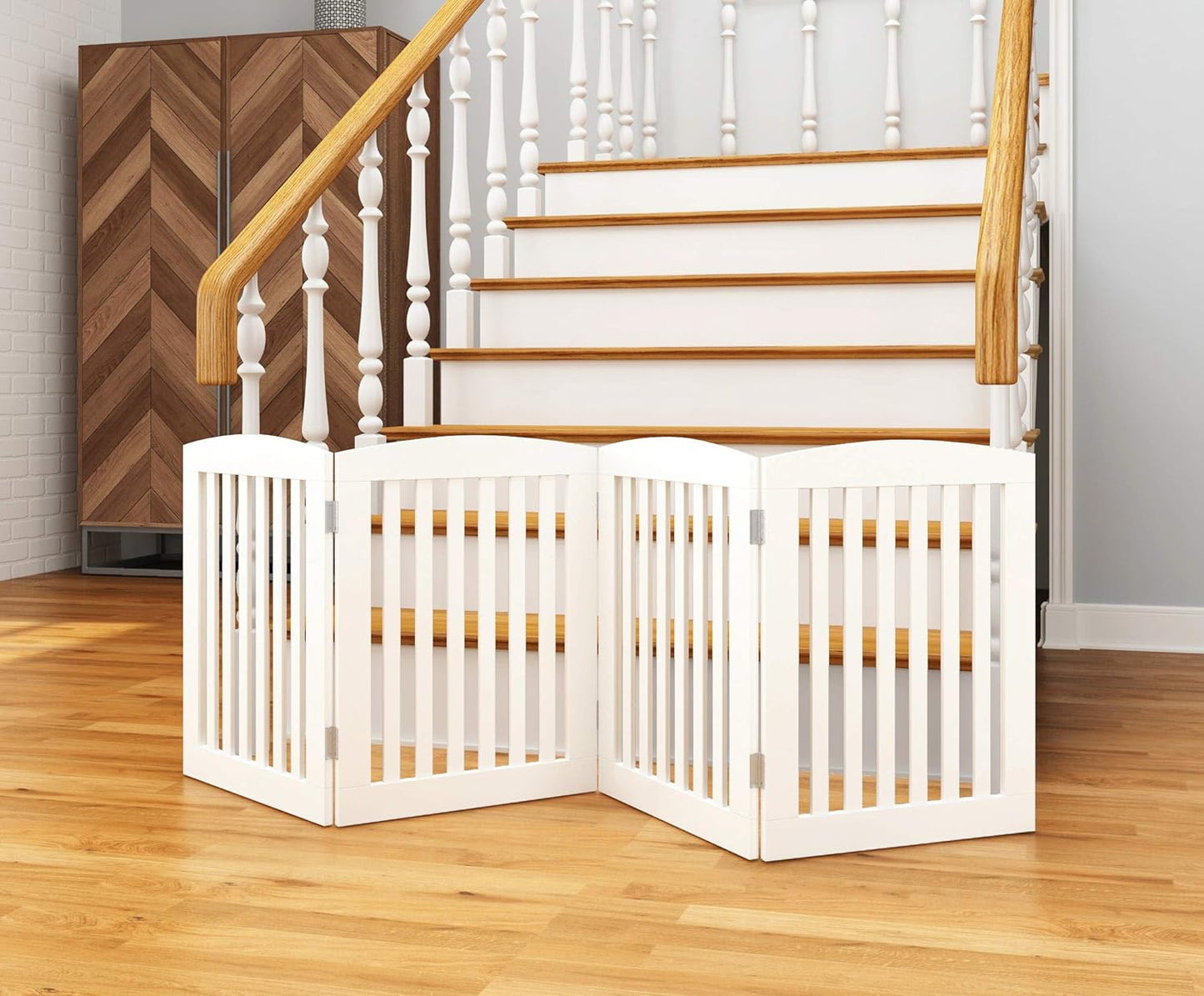 Foldable 24'' Wooden Dog Gate – 4-Panel Indoor Pet Divider - Petgrove Online