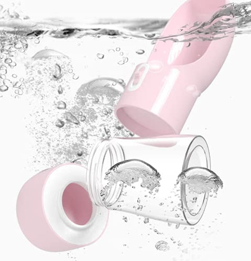Leakproof Pink Portable Dog Water Bottle with Built-In Travel Bowl