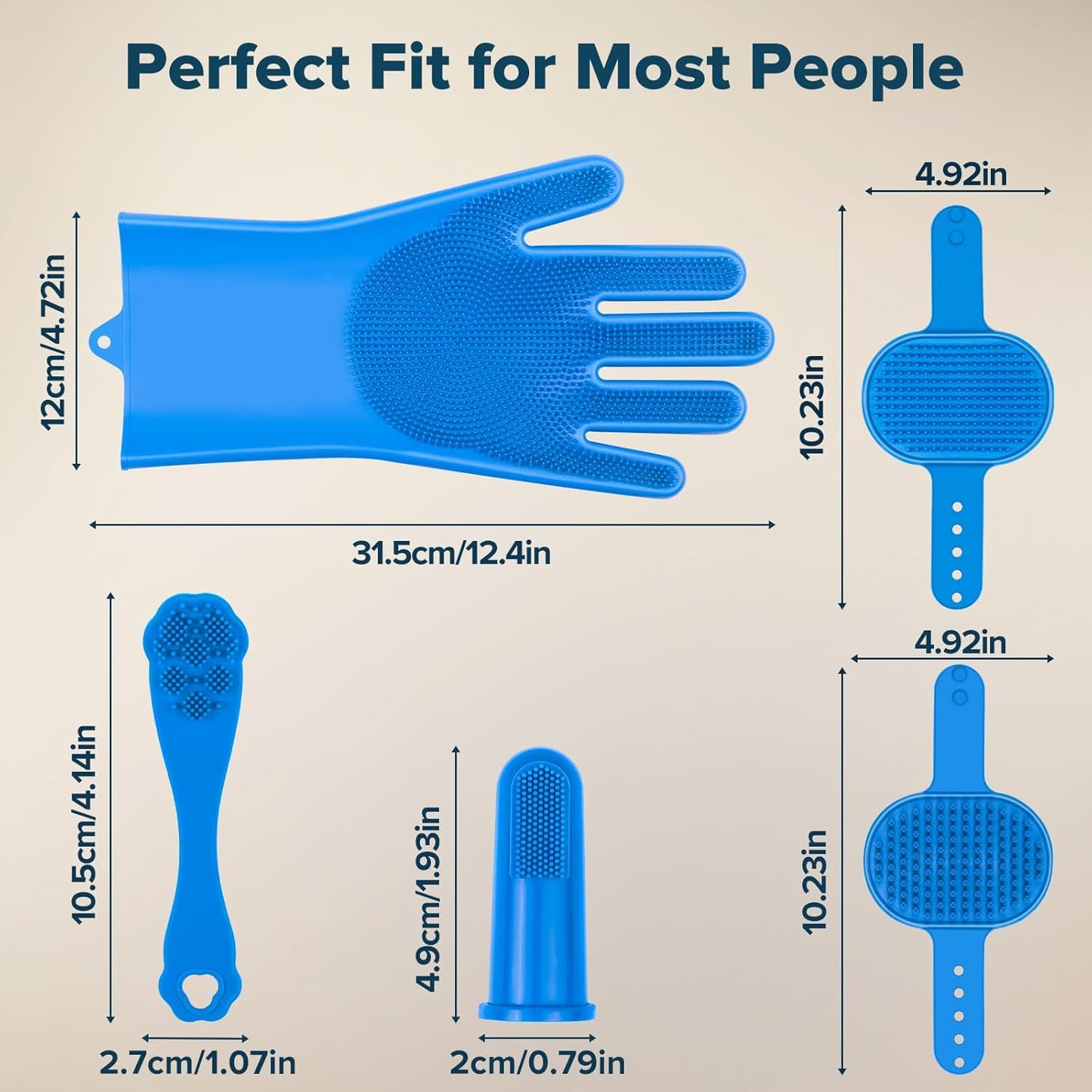 6PCS Pet Grooming Kit | Dog Washing Gloves | Dog Bath Brush | Dog Bath Gloves | Dog Shampoo Brush | Pet Grooming Gloves | Cat Bathing Supplies | Dog Bath Supplies (Navy Blue)