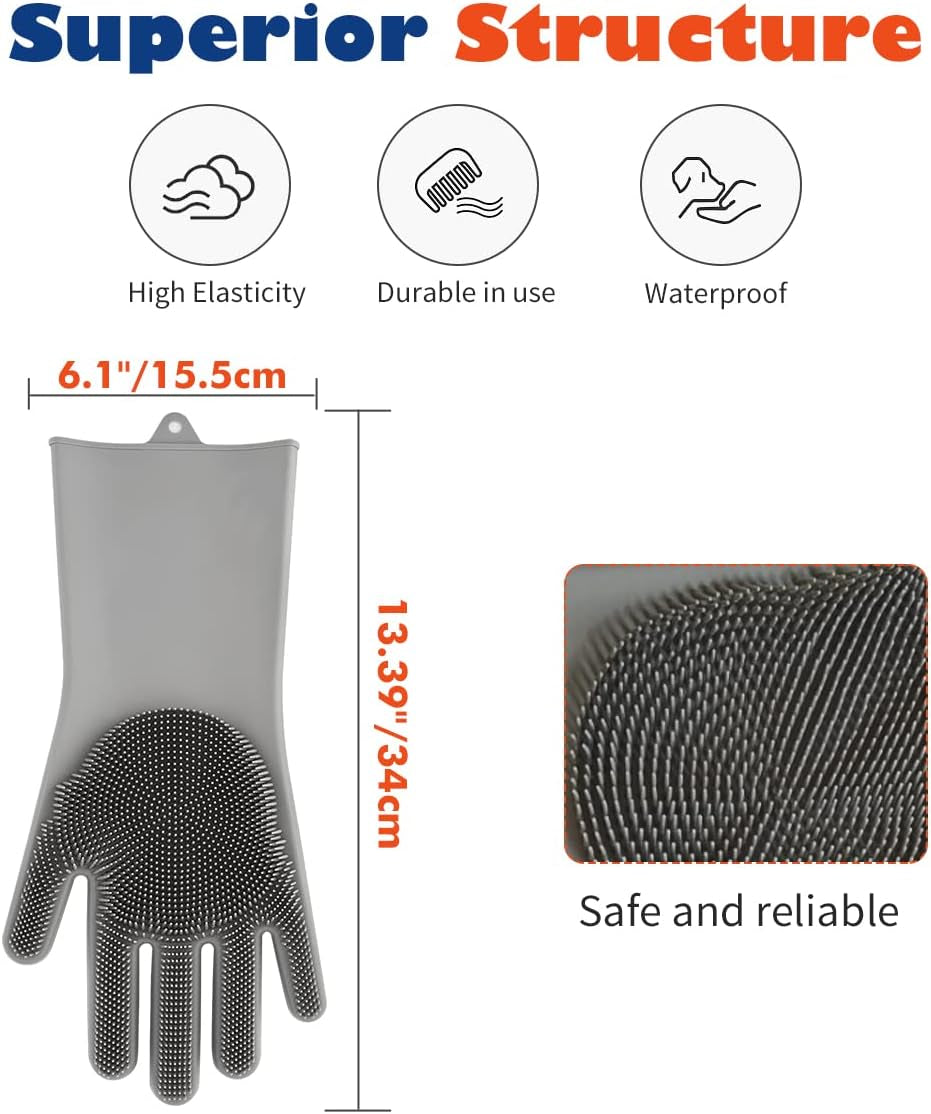 Silicone Pet Grooming Gloves – Bath Brush & Deshedding Tool for Cats & Dogs - Petgrove Online