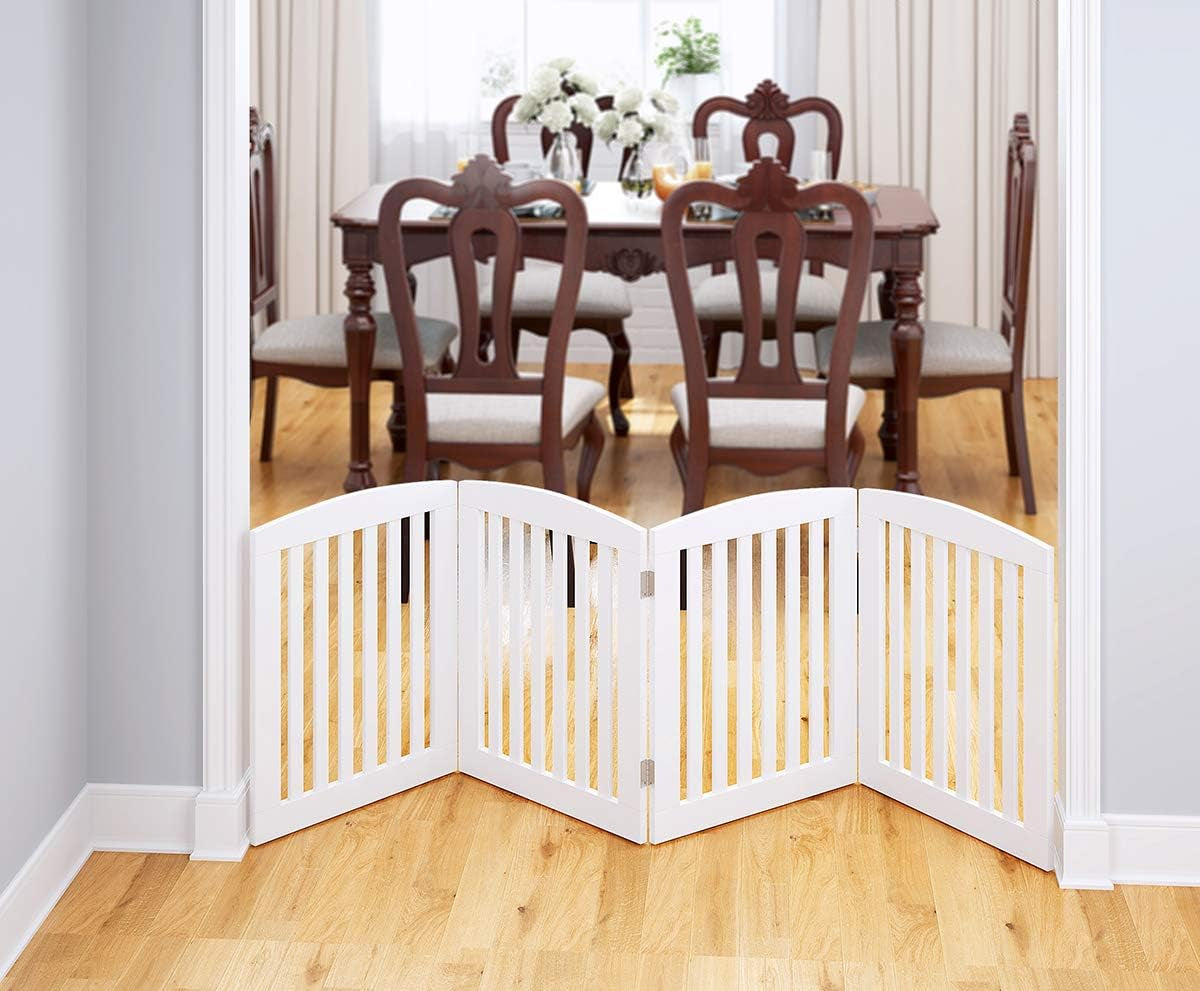 Foldable 24'' Wooden Dog Gate – 4-Panel Indoor Pet Divider - Petgrove Online