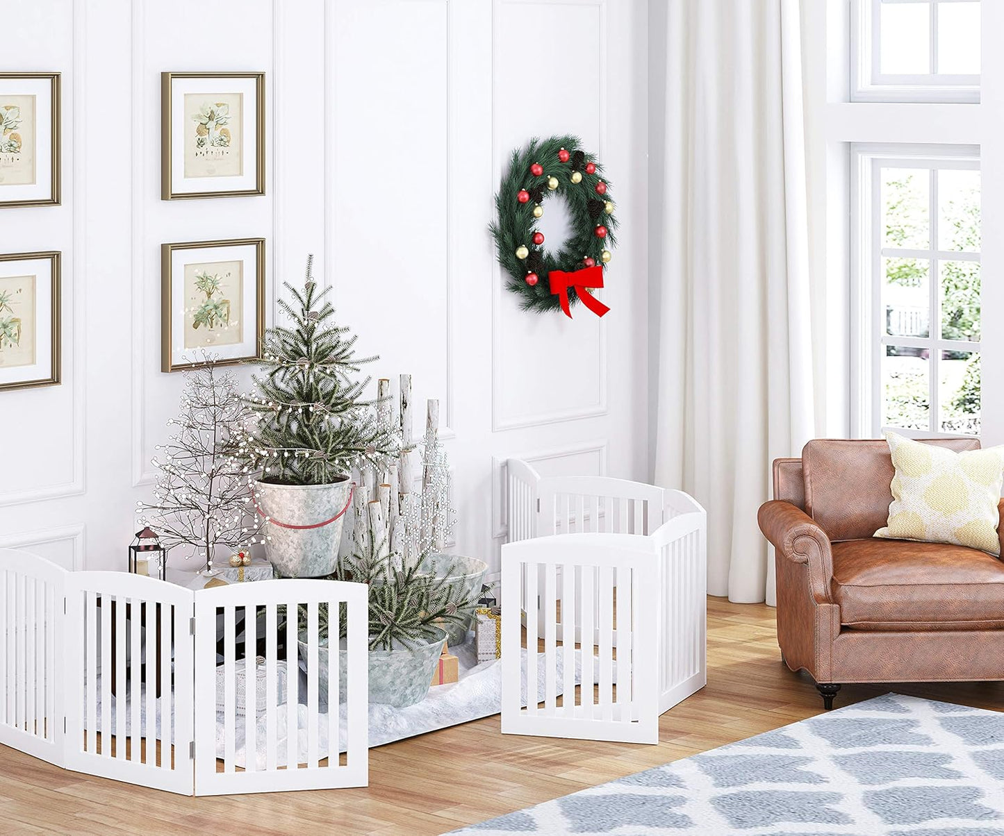 Foldable 24'' Wooden Dog Gate – 4-Panel Indoor Pet Divider - Petgrove Online