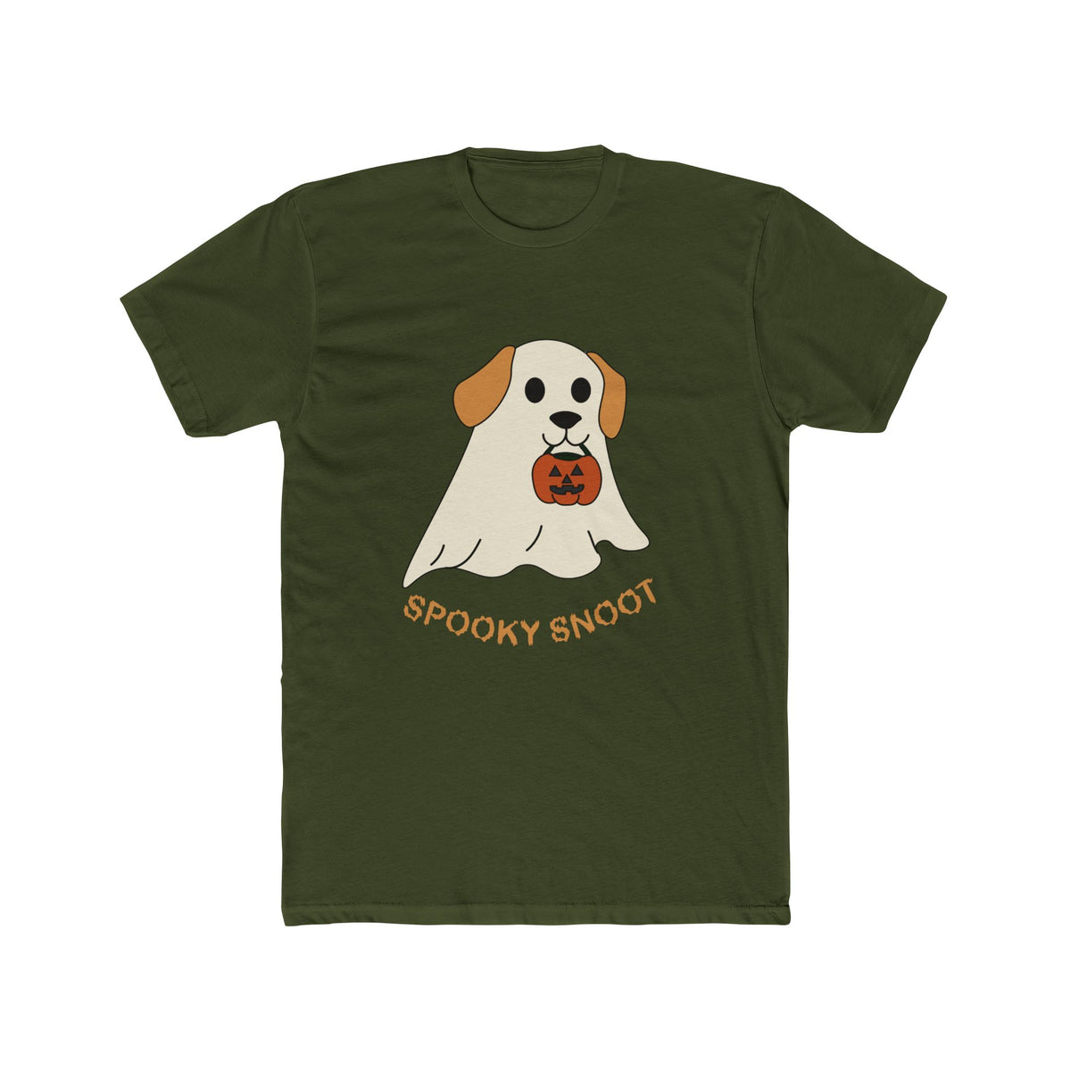 Spooky Snoot Ghost Dog T-Shirt Solid Military Green