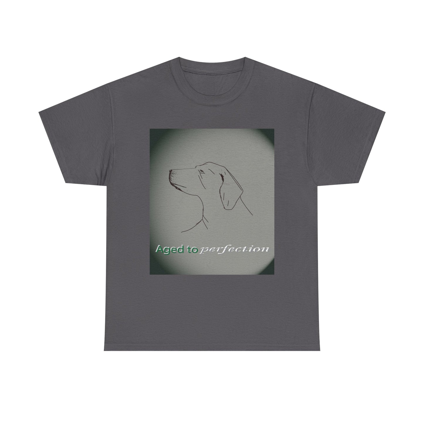 Dog Portrait Tee — "Aged to Perfection" Graphic T‑Shirt Charcoal