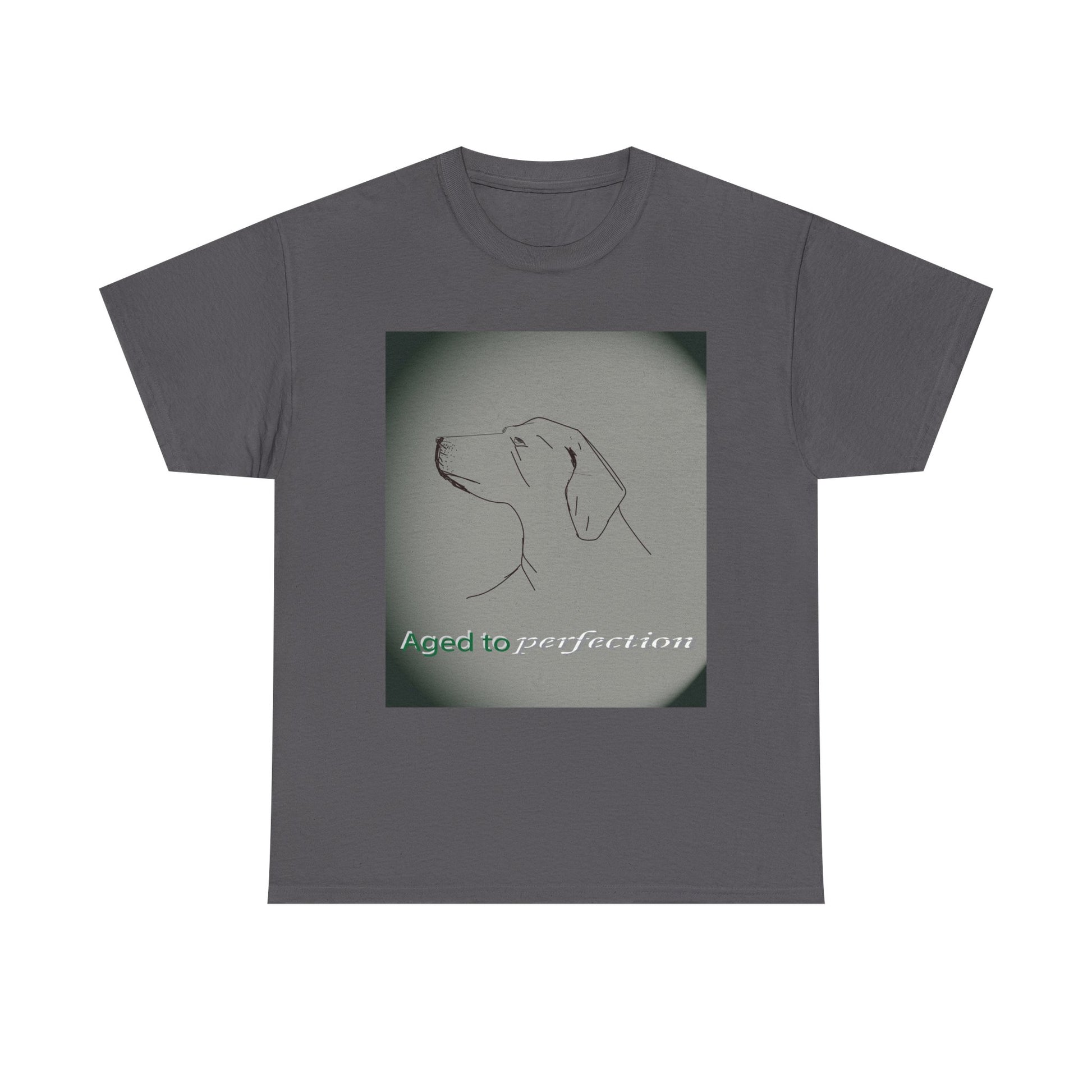 Dog Portrait Tee — "Aged to Perfection" Graphic T‑Shirt Charcoal