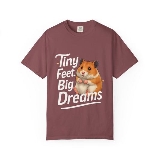 Tiny Feet, Big Dreams T-shirt | Cute Animal Tee, Gift for Hamster Lovers, Funny Pet Shirt, Unisex Casual Wear Brick