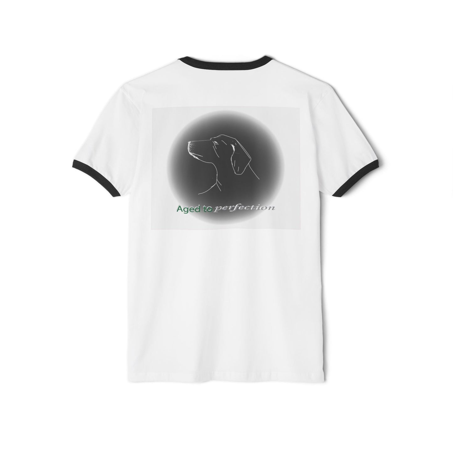 Dog Lover Ringer T-Shirt — 'Aged to Perfection' Retro Dog Graphic White Black