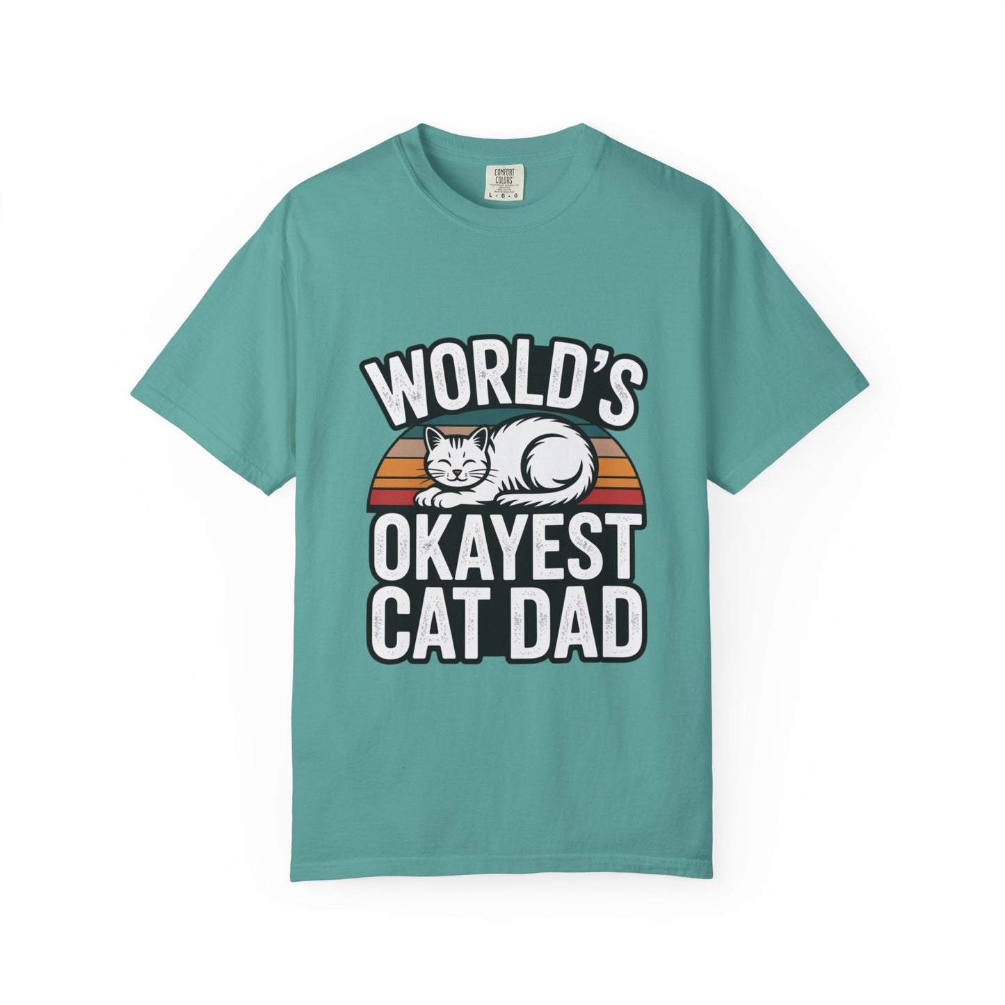 World’s Okayest Cat Dad – Funny Cat Parent T-Shirt Seafoam
