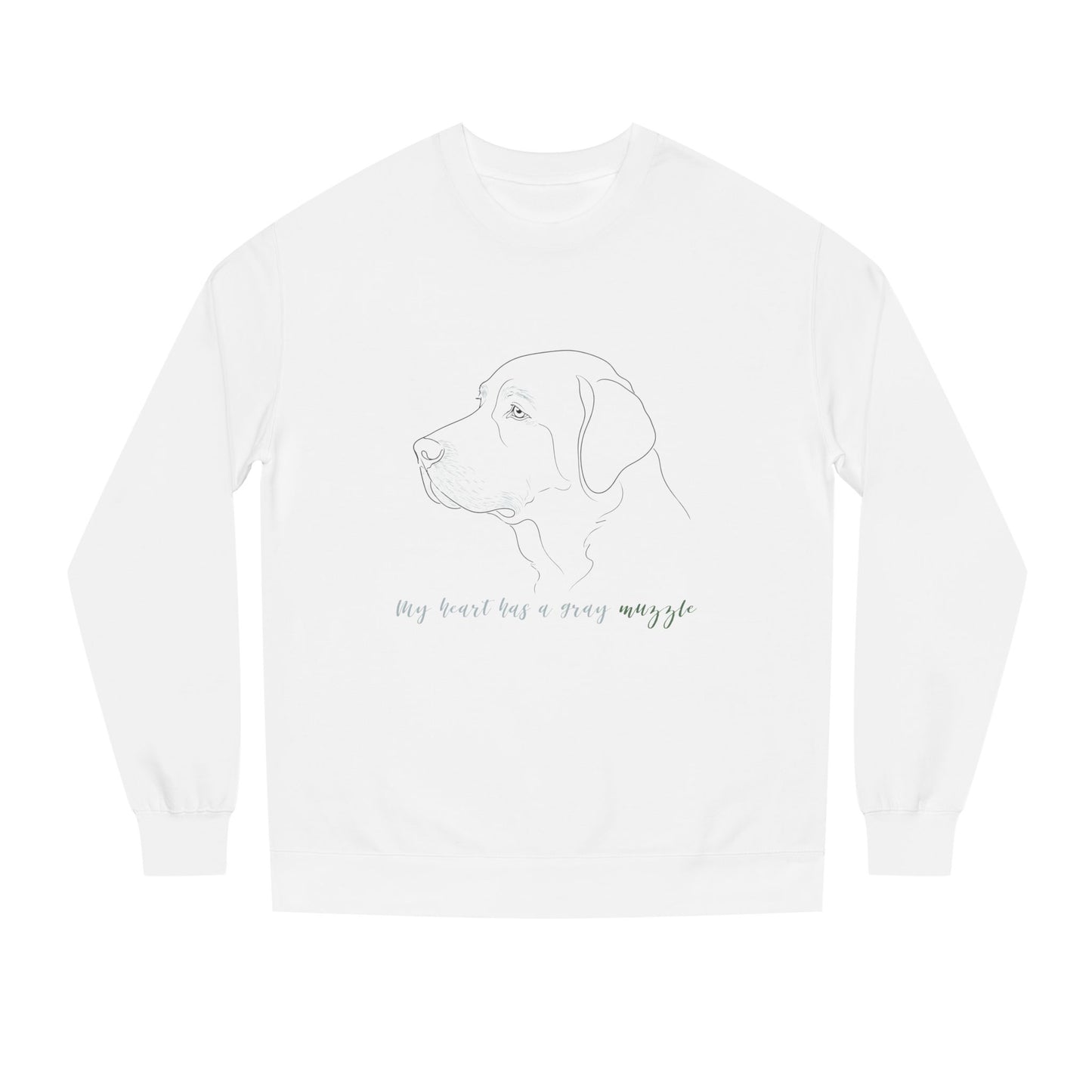 Gray Muzzle Senior Dog Mom Shirt – 'My Heart Has a Gray Muzzle' Gift for Dog Lovers, Old Dog Lover Sweatshirt White