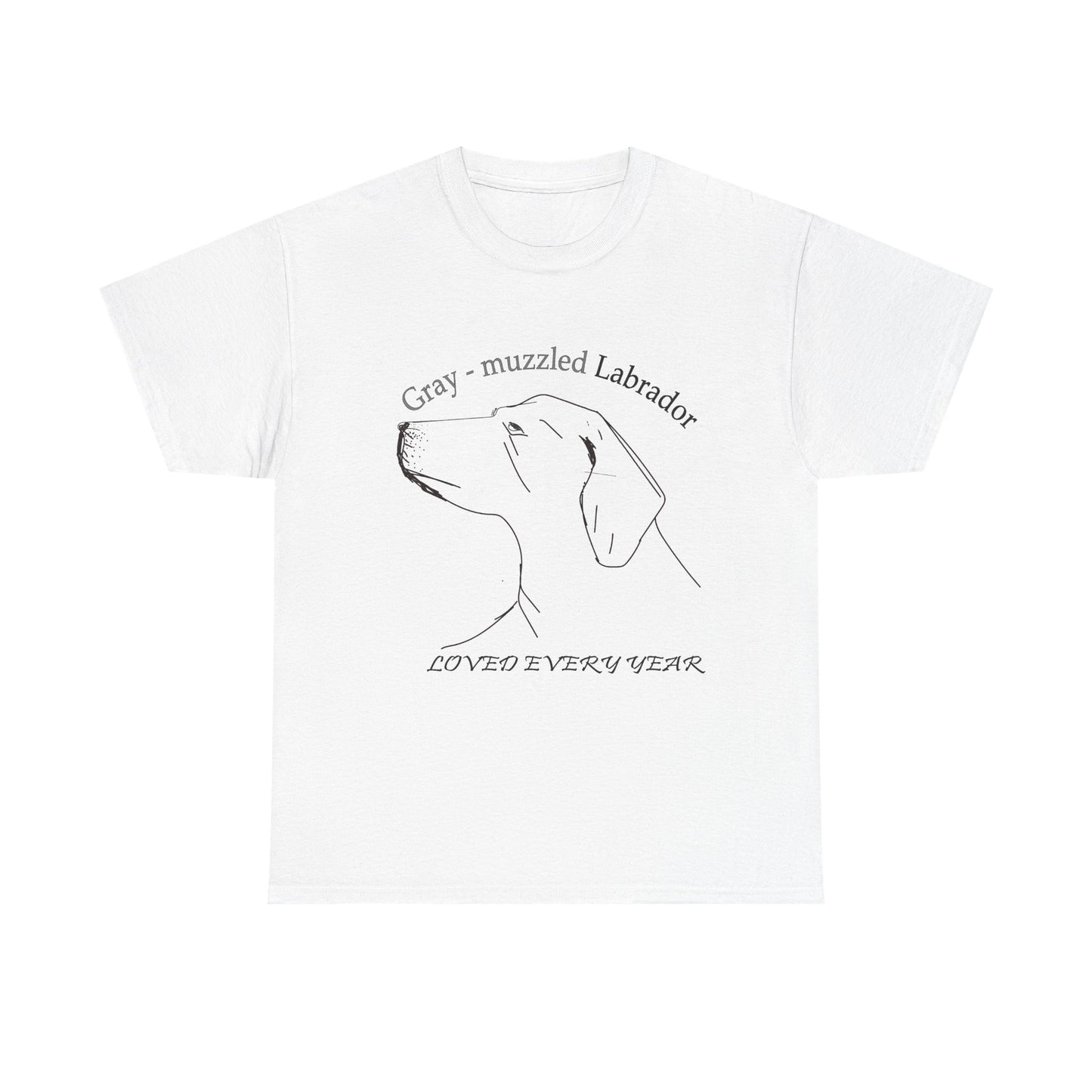 Gray-Muzzled Labrador Tee — "Loved Every Year" Memorial Dog Shirt White