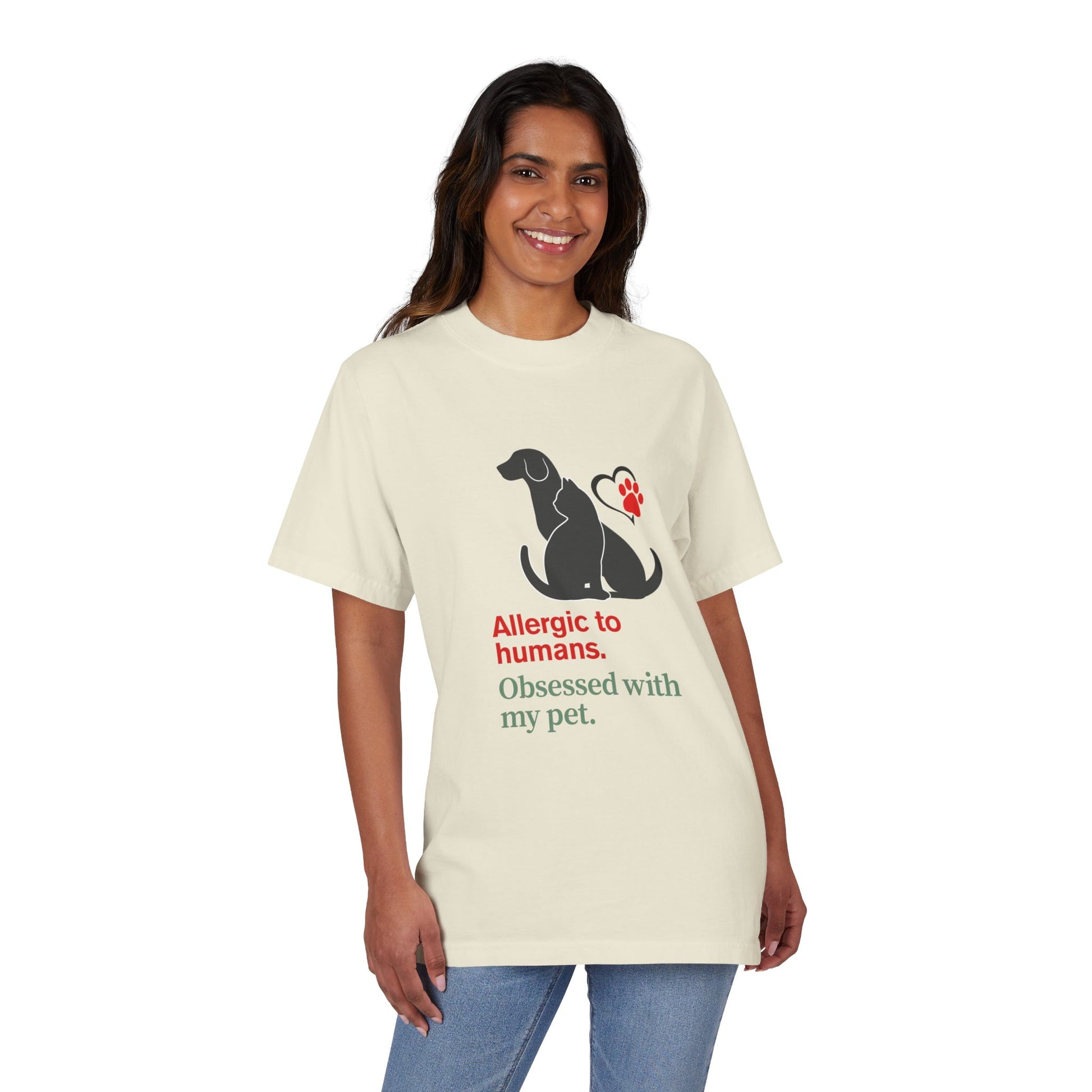 Dog Lover's Humor T-Shirt - Allergic to Humans, Pet Lover Tee, Gift for Dog Owners, Cute Dog Shirt, Casual Pet Apparel