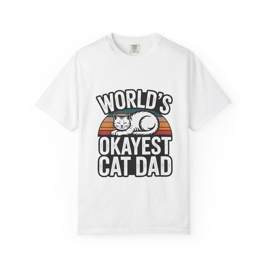World’s Okayest Cat Dad – Funny Cat Parent T-Shirt White