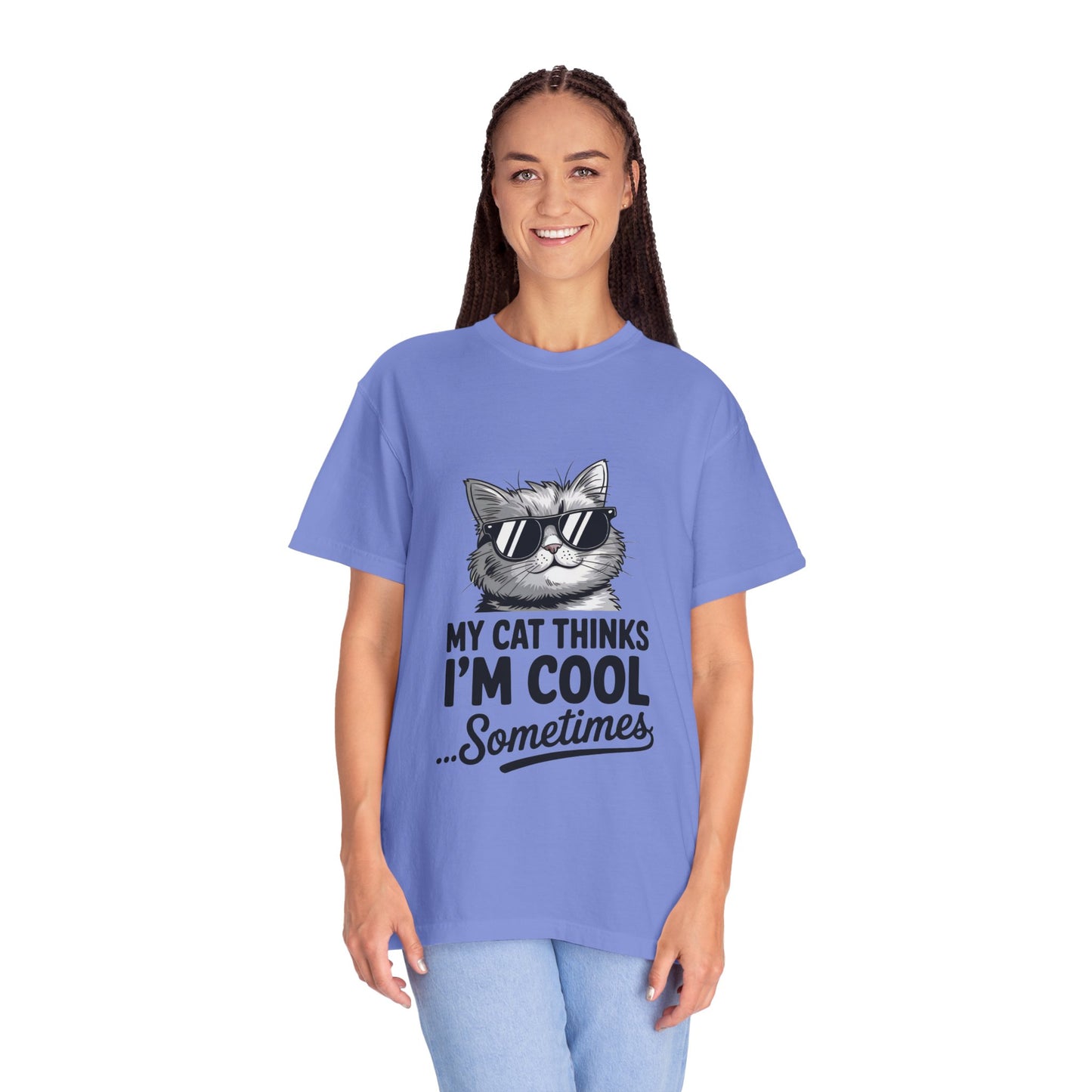 Cool Cat Unisex T-Shirt | Cat Lovers Gift | Funny Pet Tee | Gift for Him/Her | Cute Cat Shirt | Animal Lover Apparel Flo Blue