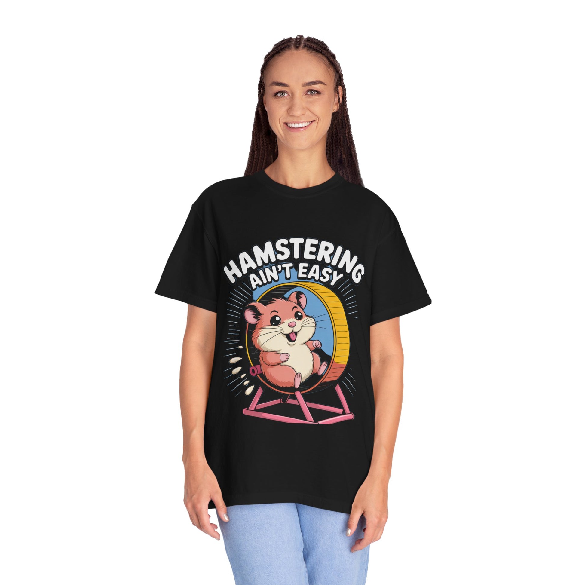 Cute Hamster Unisex T-Shirt - Fun Pet Lover Tee, Gift for Animal Lovers, Hamstering Ain't Easy Shirt, Casual Wear, Cute Humor Shirt