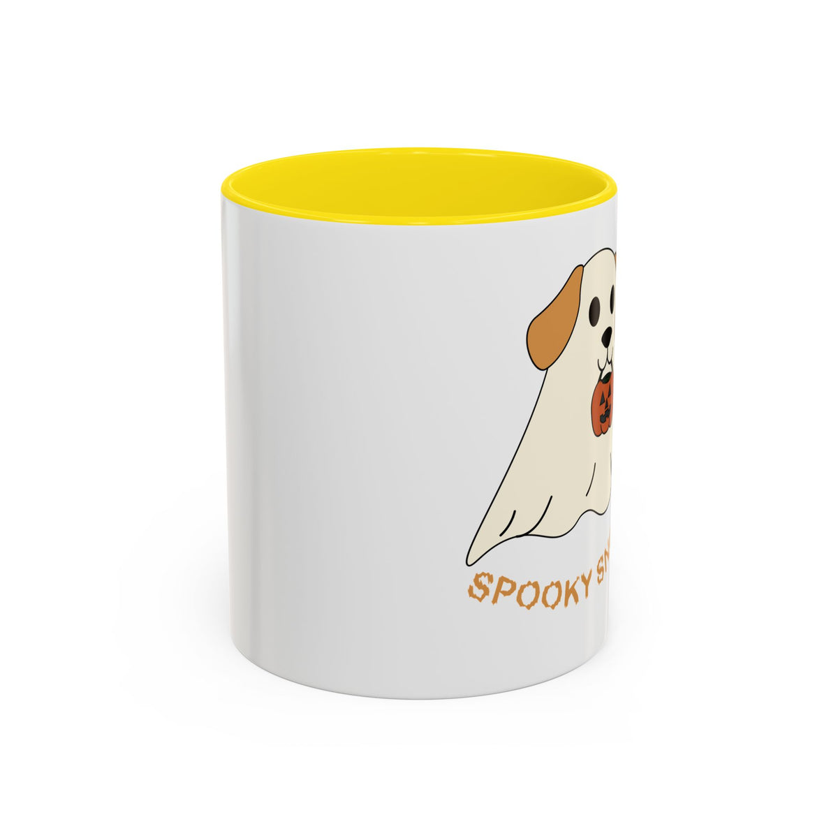 Spooky Snoot Dog Halloween Accent Coffee Mug Yellow 11oz