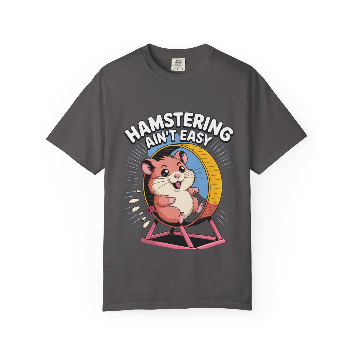 Cute Hamster Unisex T-Shirt - Fun Pet Lover Tee, Gift for Animal Lovers, Hamstering Ain't Easy Shirt, Casual Wear, Cute Humor Shirt Graphite