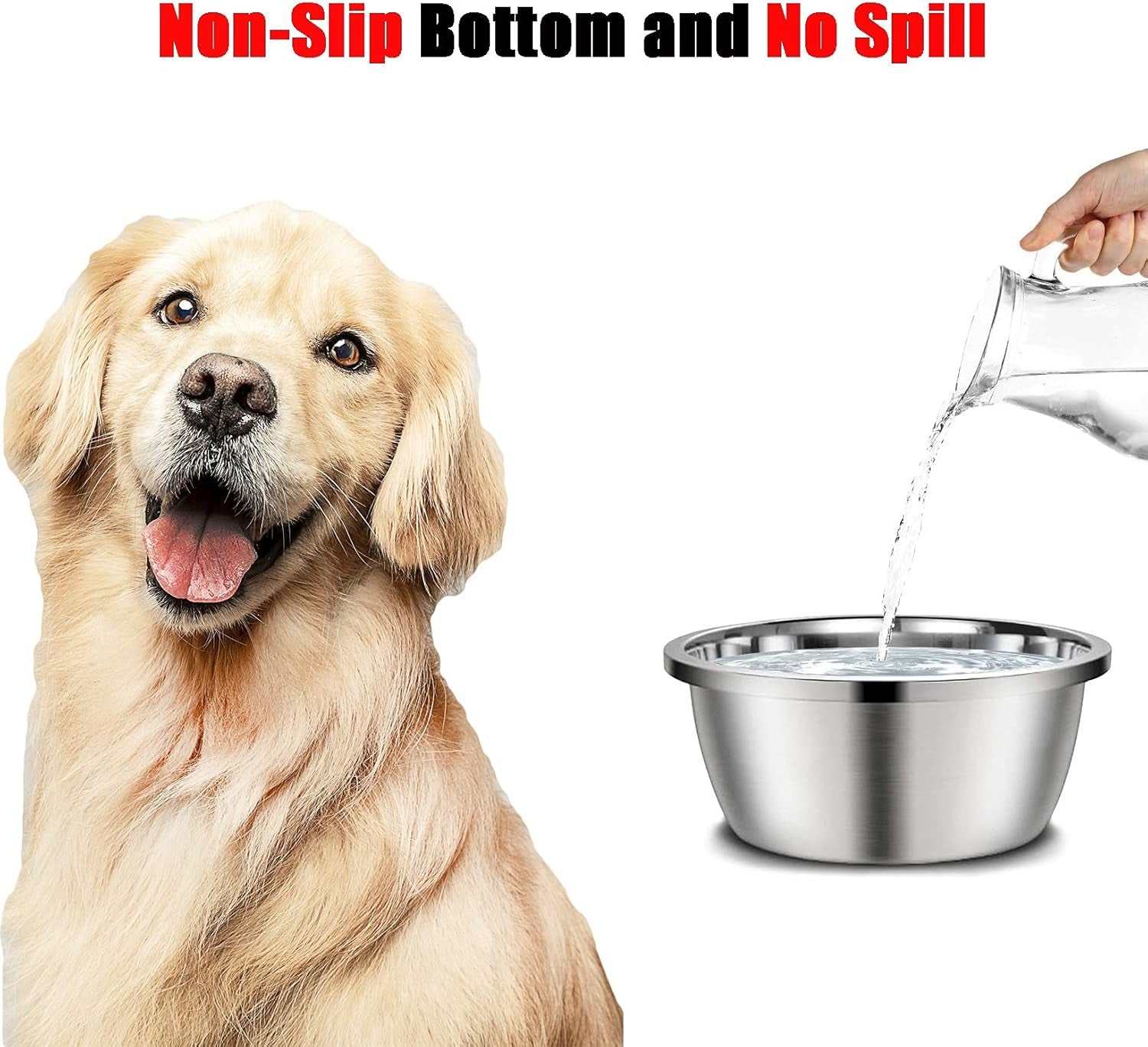 176oz Large Stainless Steel Dog Bowl Set – No-Spill 2-Pack for Food & Water