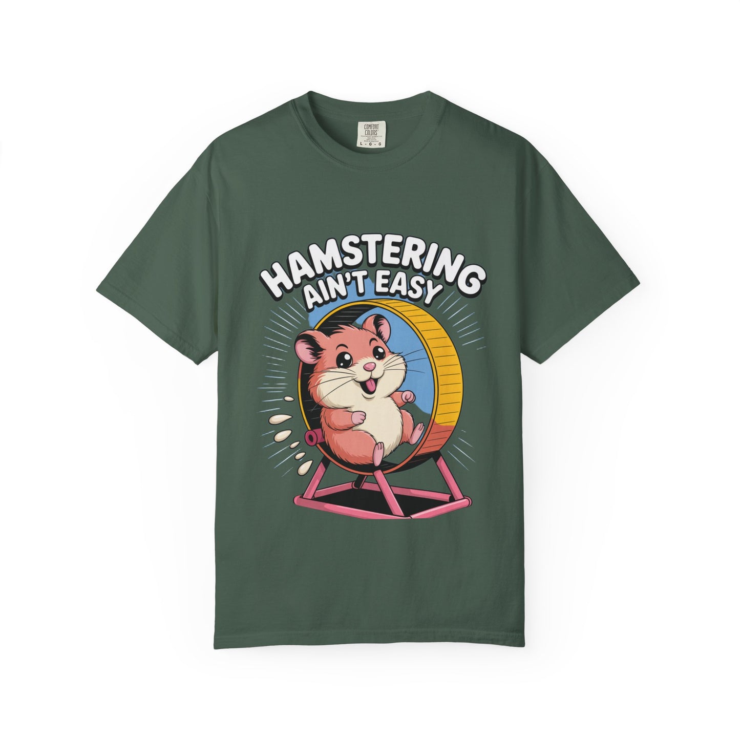 Cute Hamster Unisex T-Shirt - Fun Pet Lover Tee, Gift for Animal Lovers, Hamstering Ain't Easy Shirt, Casual Wear, Cute Humor Shirt Blue Spruce