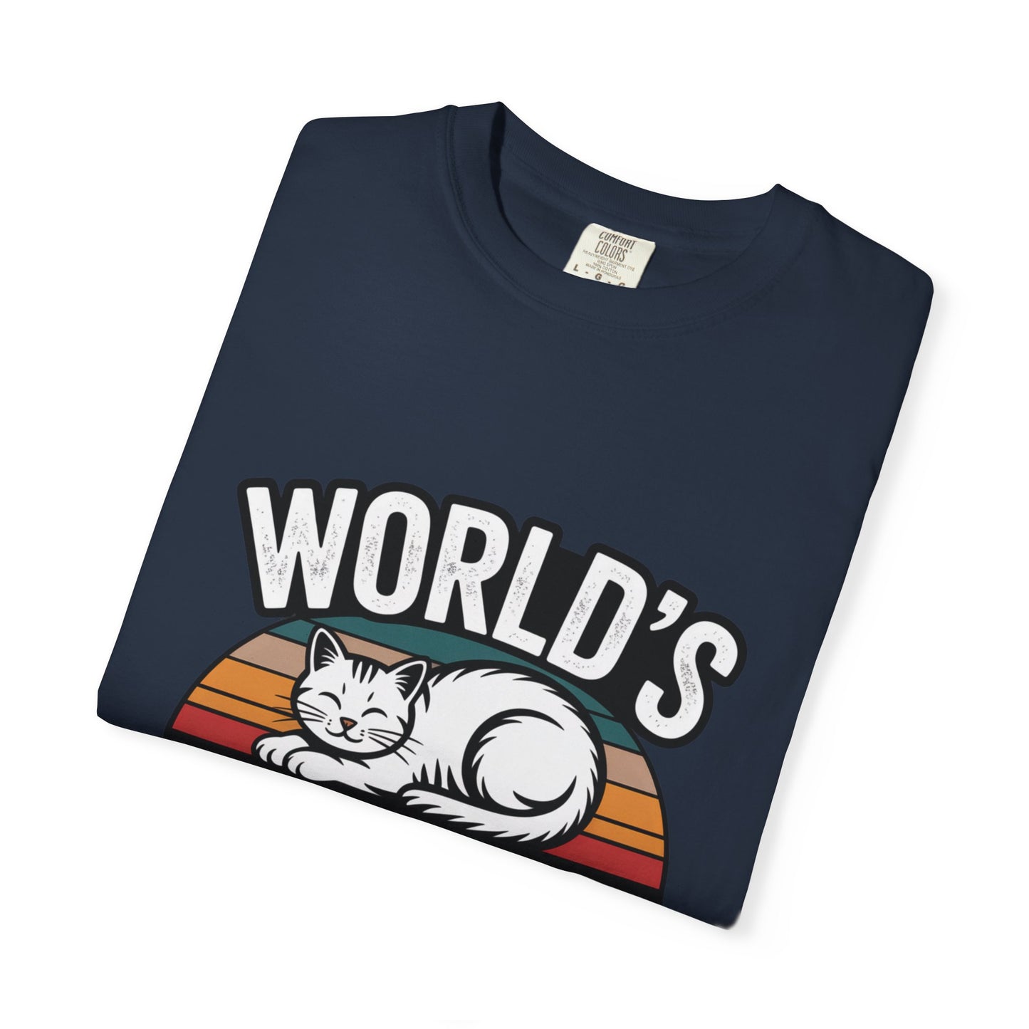 World’s Okayest Cat Dad – Funny Cat Parent T-Shirt Navy