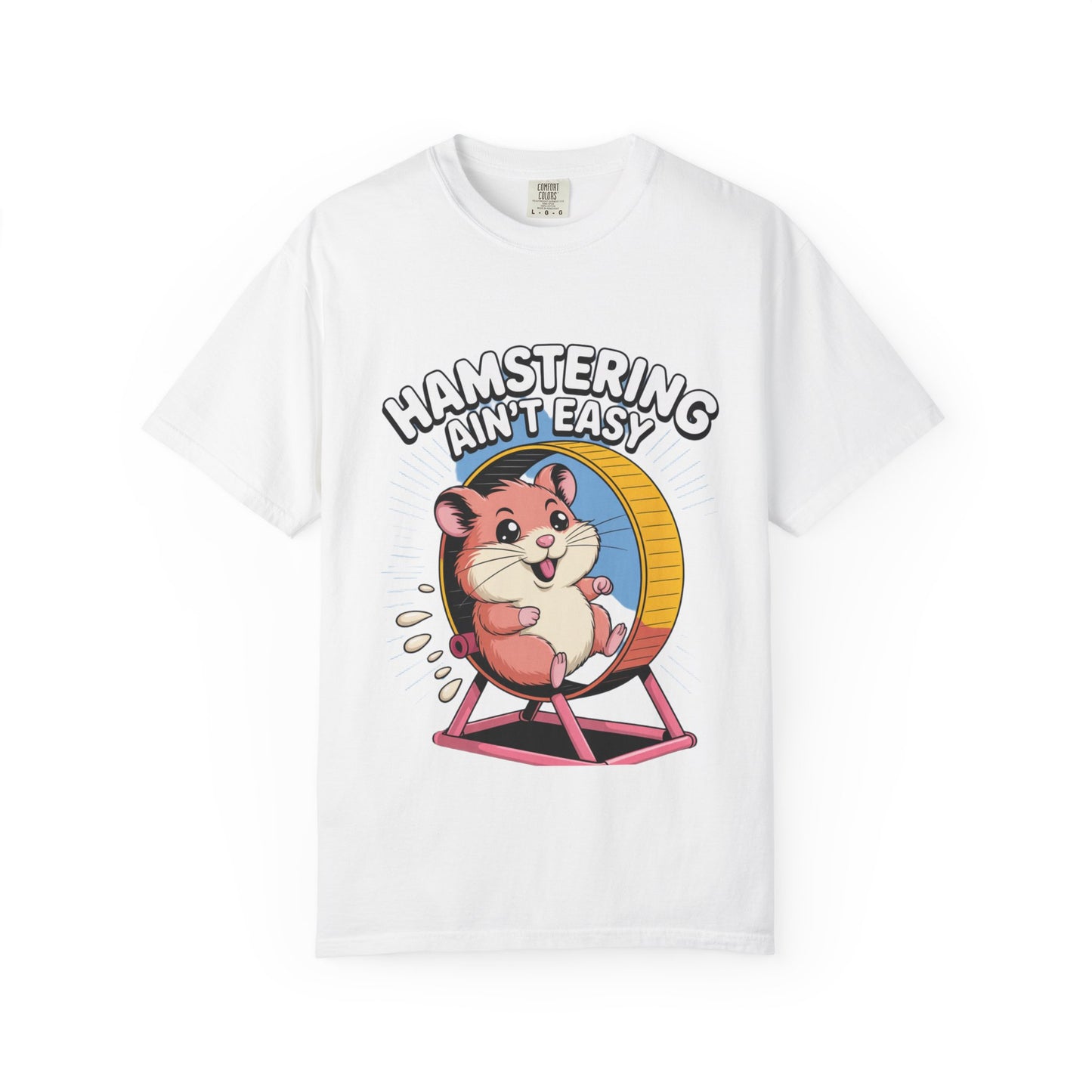 Cute Hamster Unisex T-Shirt - Fun Pet Lover Tee, Gift for Animal Lovers, Hamstering Ain't Easy Shirt, Casual Wear, Cute Humor Shirt White