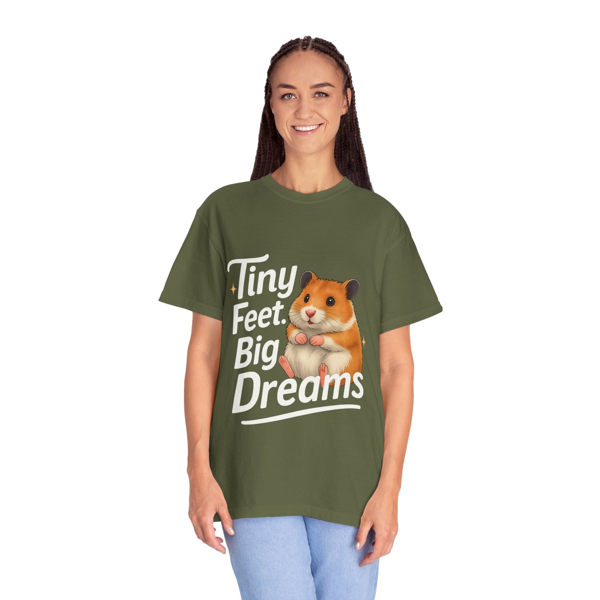 Tiny Feet, Big Dreams T-shirt | Cute Animal Tee, Gift for Hamster Lovers, Funny Pet Shirt, Unisex Casual Wear