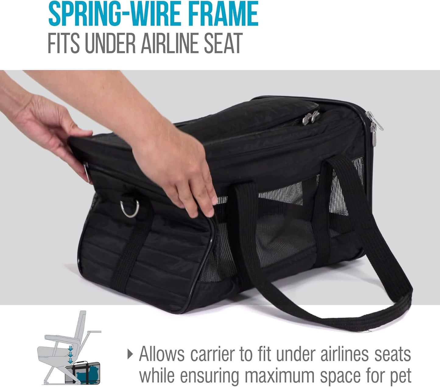 Deluxe Soft-Sided Pet Carrier – Airline Approved Large Travel Bag (Black Lattice)