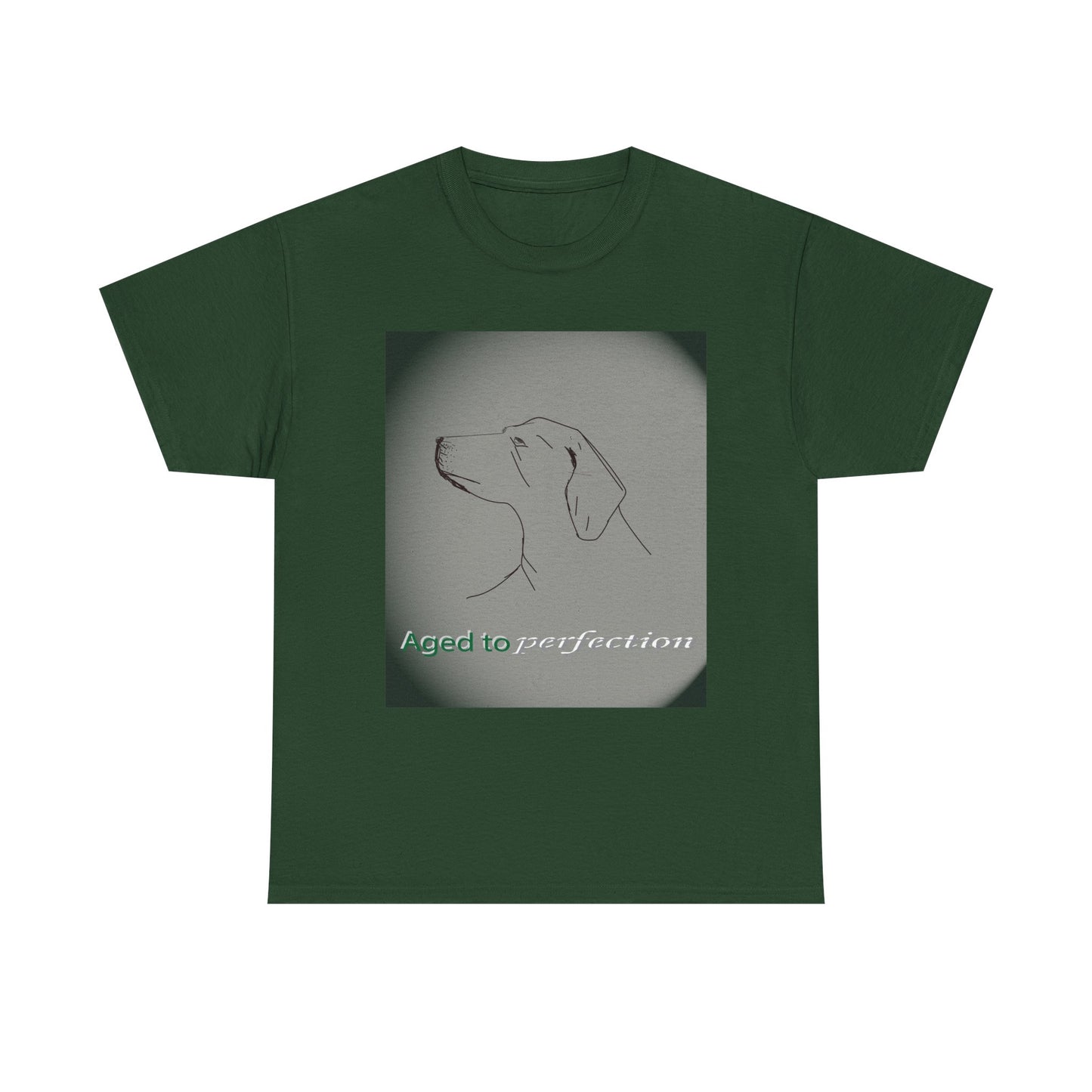 Dog Portrait Tee — "Aged to Perfection" Graphic T‑Shirt Forest Green