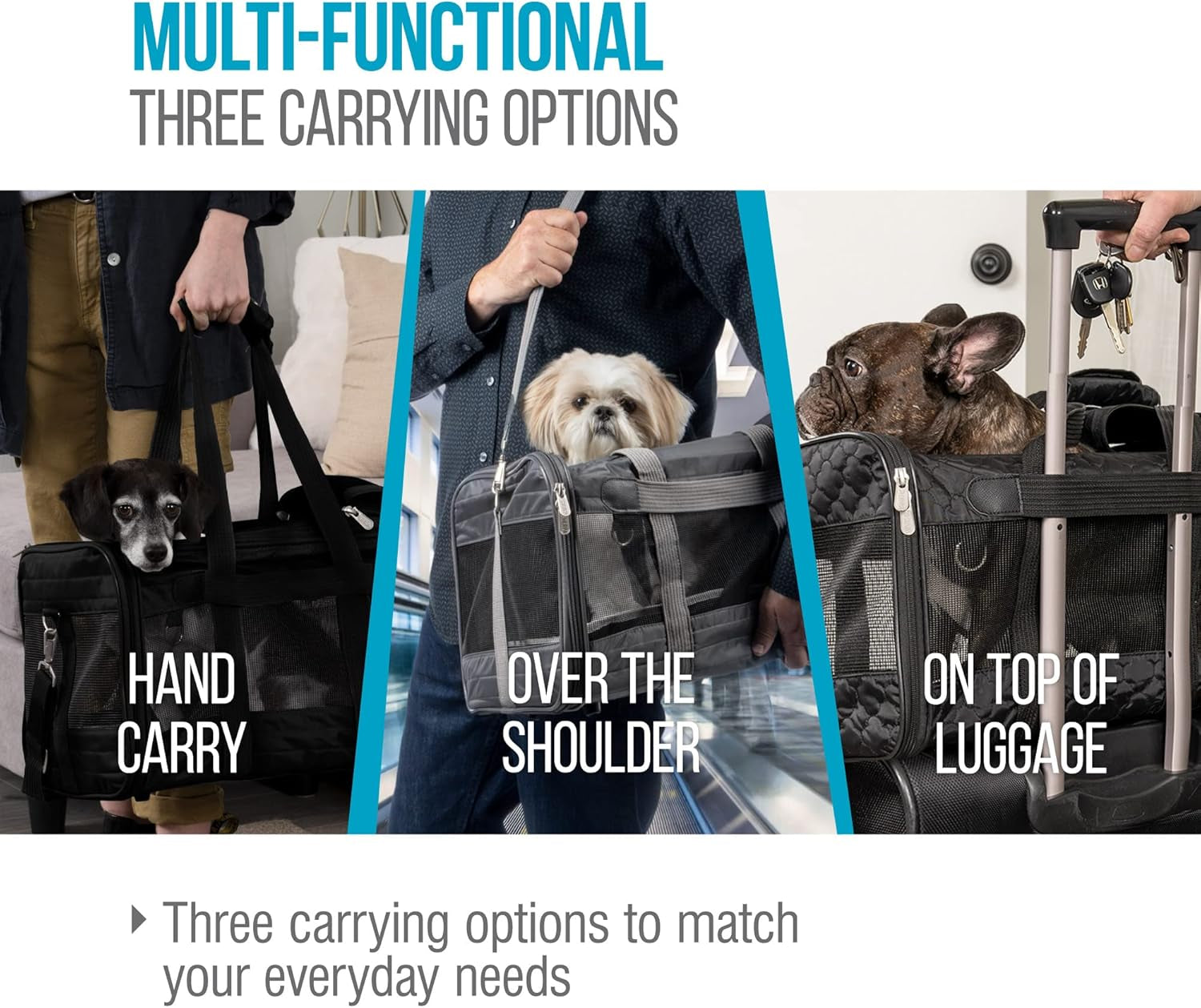 Deluxe Soft-Sided Pet Carrier – Airline Approved Large Travel Bag (Black Lattice)