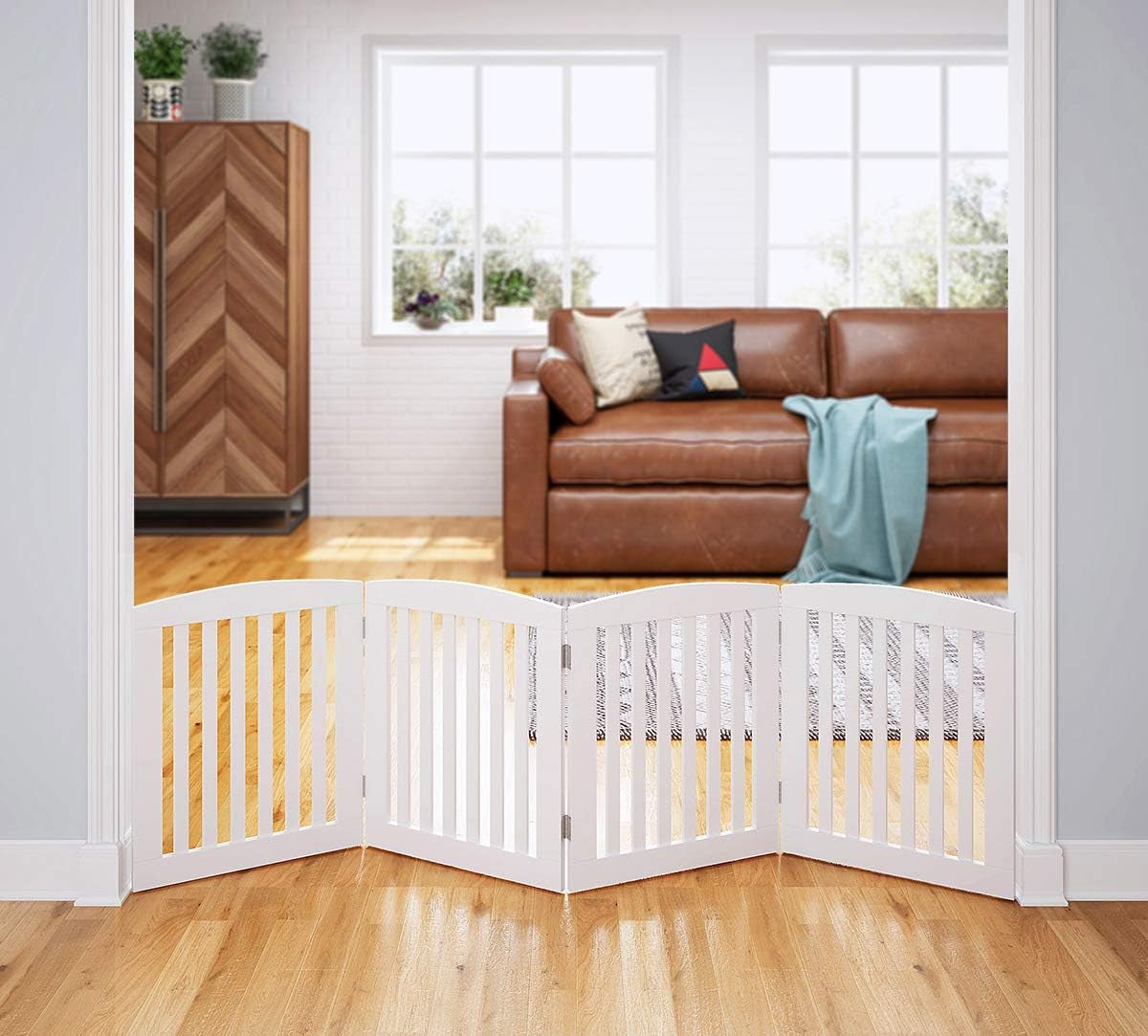 Foldable 24'' Wooden Dog Gate – 4-Panel Indoor Pet Divider - Petgrove Online
